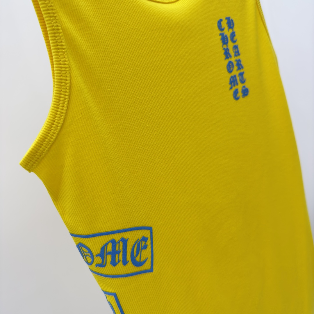 Chrome Hearts Yellow Vertical Logo Tank Top - DopestKickz