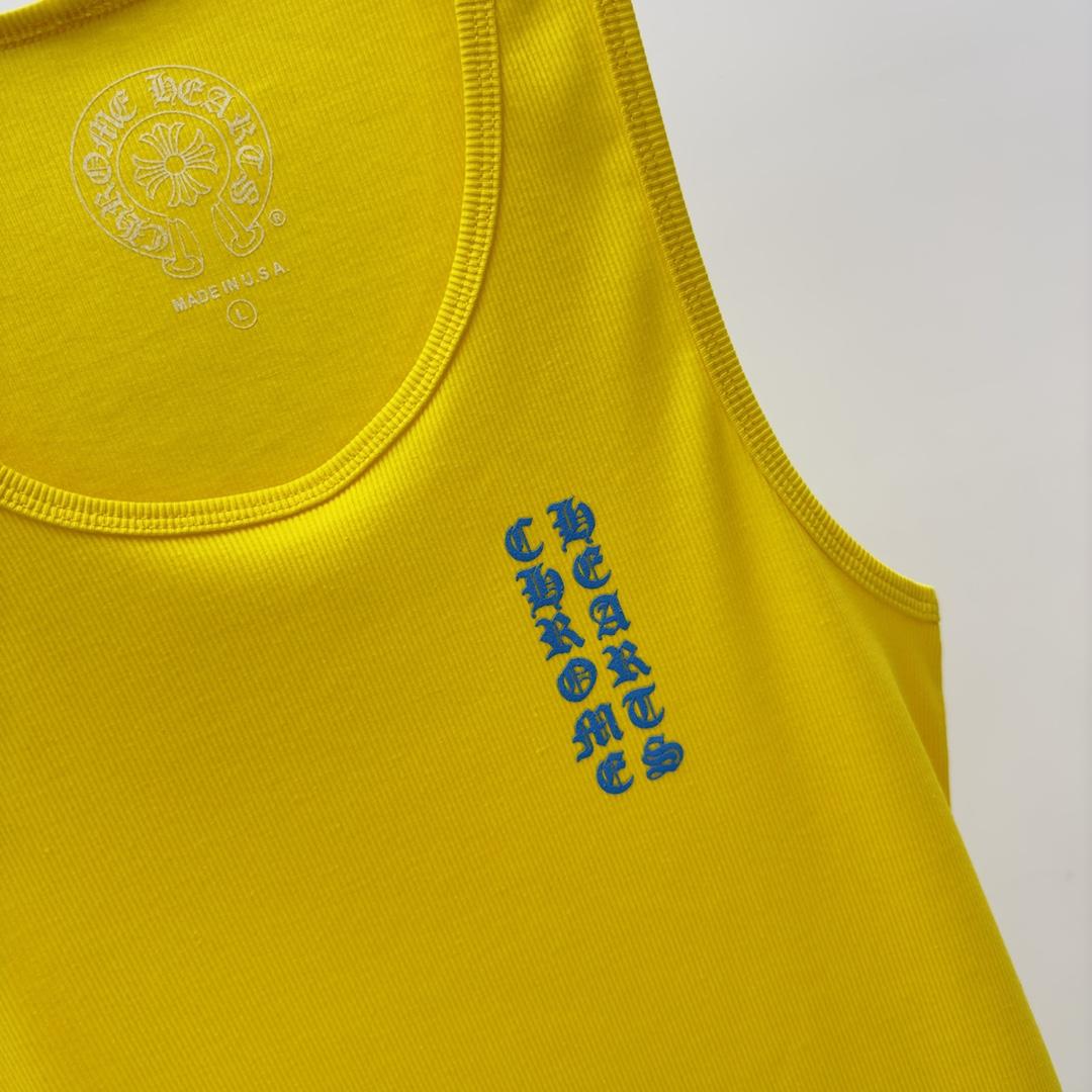 Chrome Hearts Yellow Vertical Logo Tank Top - DopestKickz