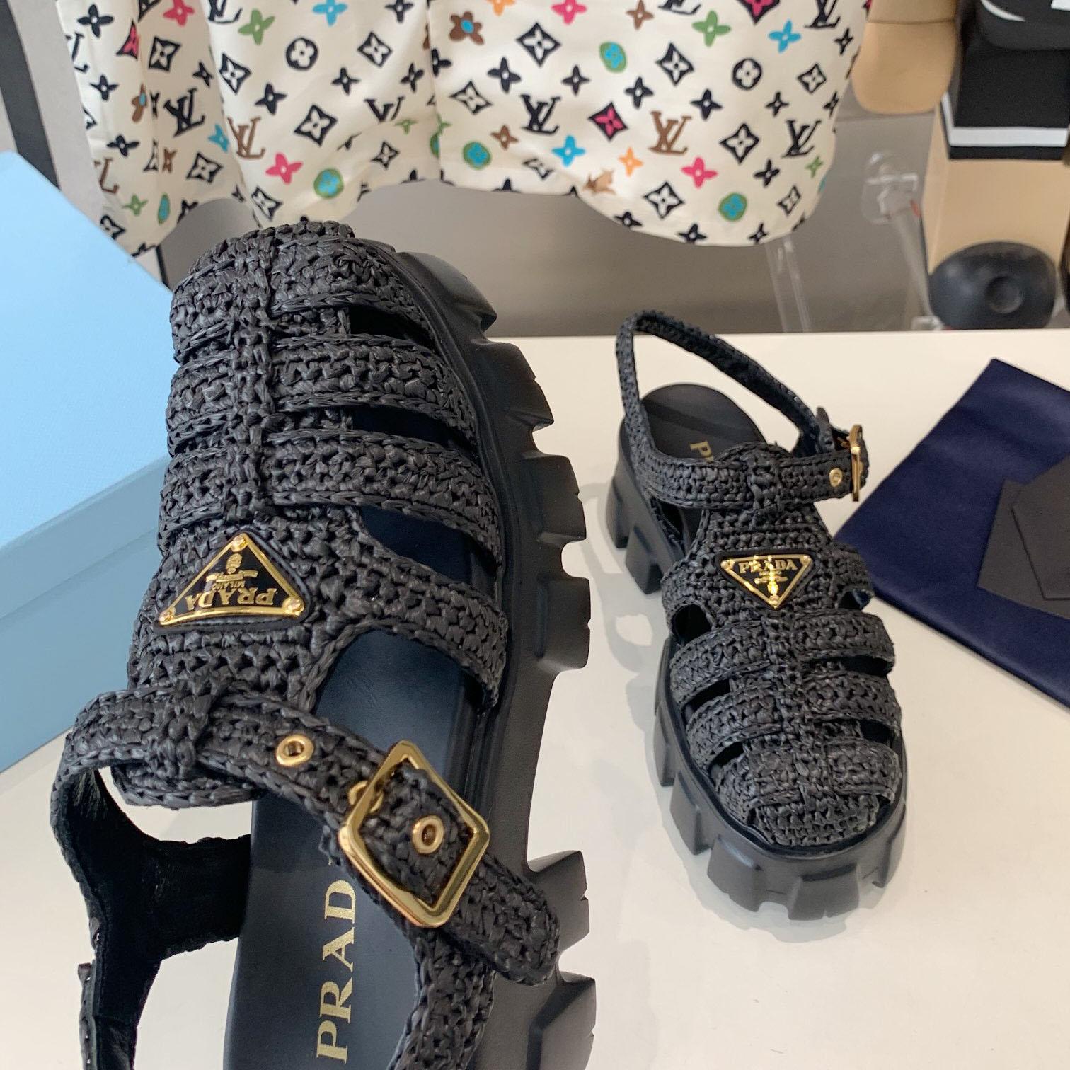 Prada Monolith Crochet Cage Sandals - DopestKickz