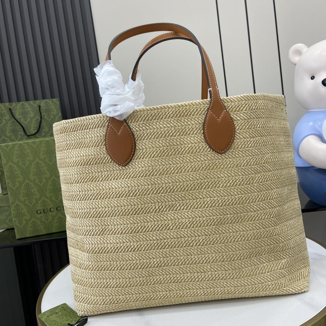 Gucci Medium Straw-effect Tote - DopestKickz