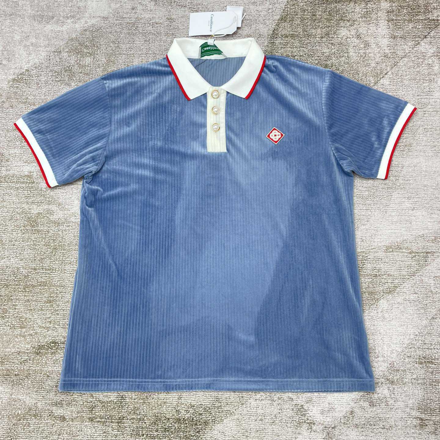 Casablanca Ribbed Velvet Polo Shirt    c877 - DopestKickz