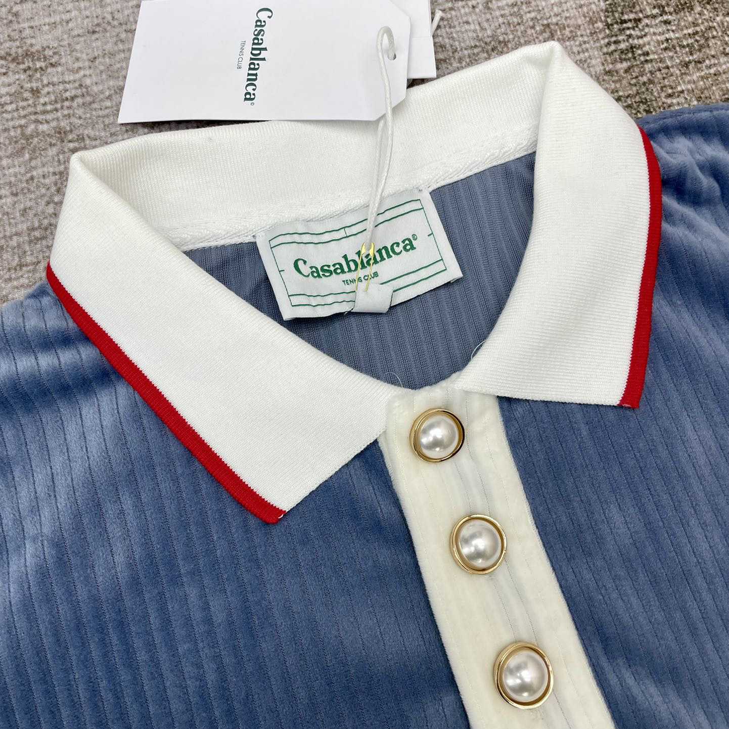 Casablanca Ribbed Velvet Polo Shirt    c877 - DopestKickz