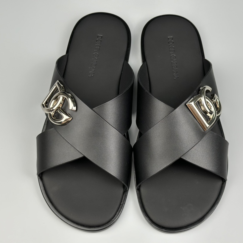 Dolce & Gabbana Logo-plaque Cross-over Leather Sandals - DopestKickz