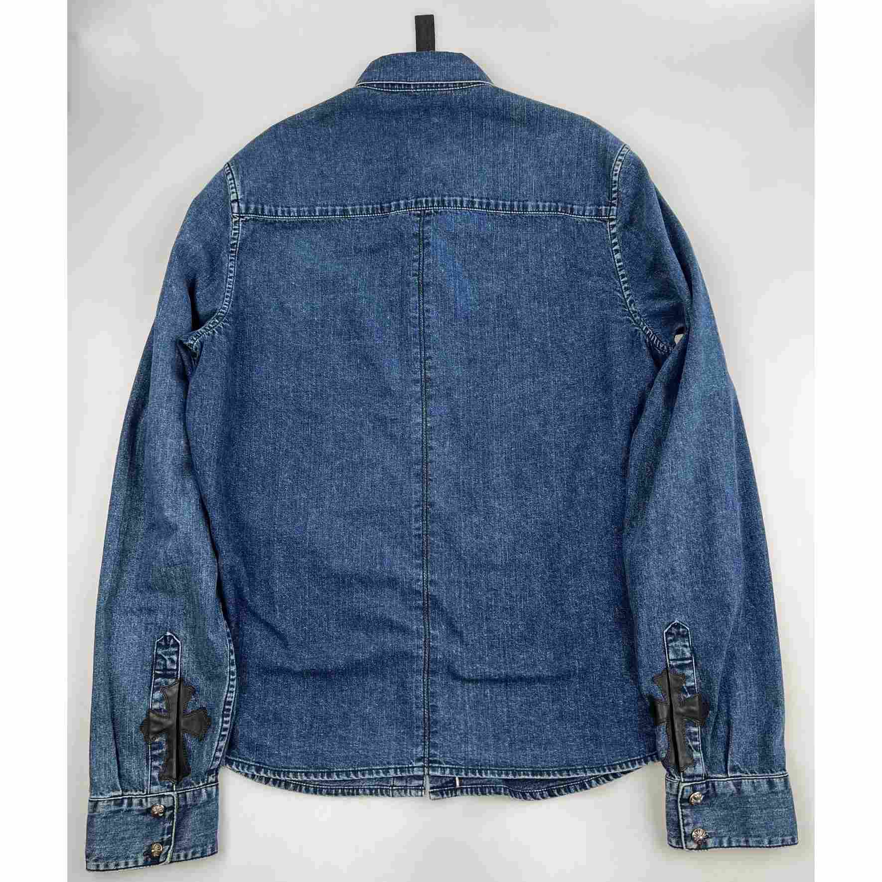 Chrome Heart Denim Button Up Shirt - DopestKickz