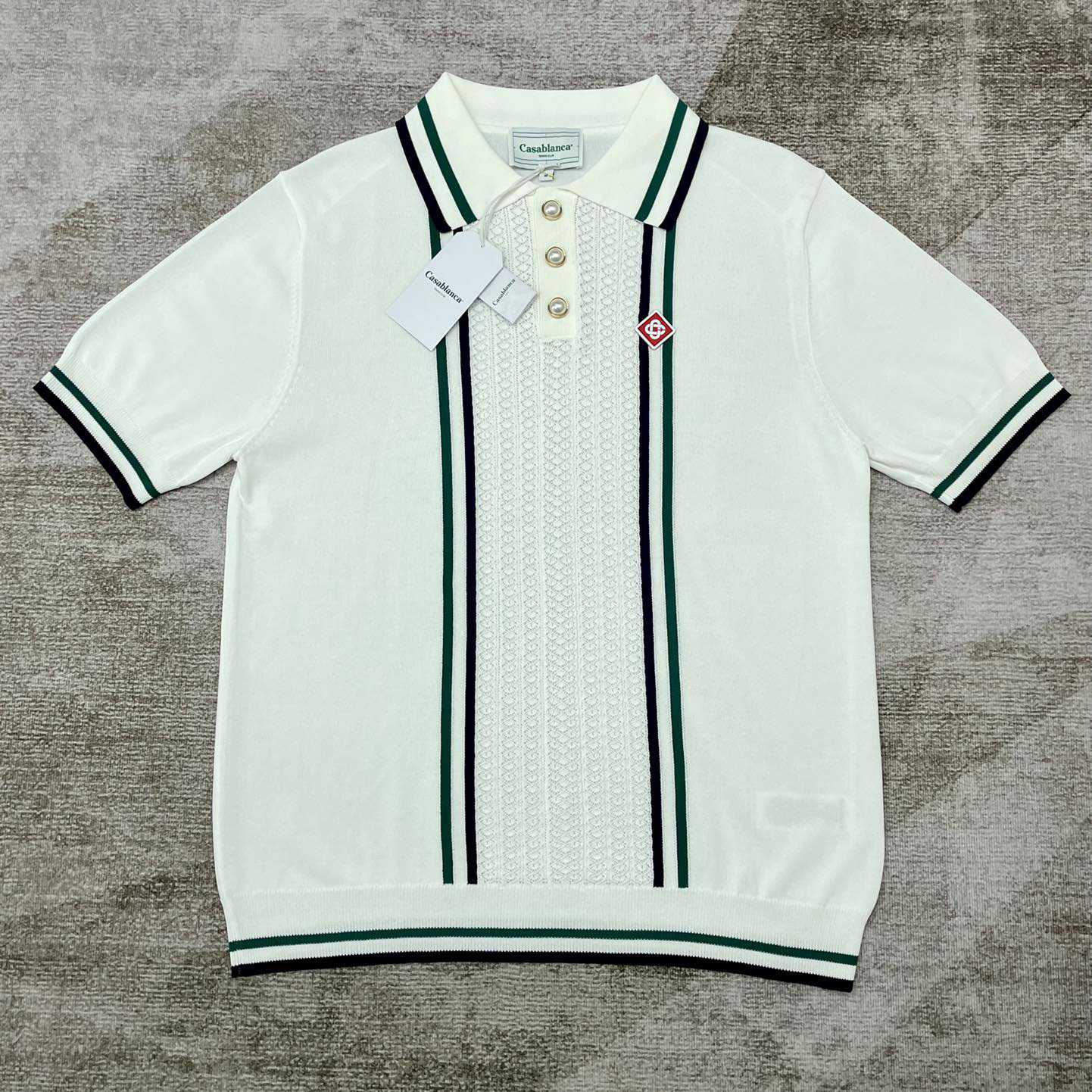 Casablanca Tennis Club Ribbed-knit Polo Shirt   D0043 - DopestKickz