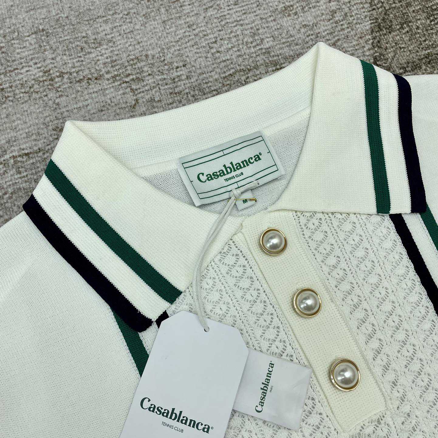 Casablanca Tennis Club Ribbed-knit Polo Shirt   D0043 - DopestKickz