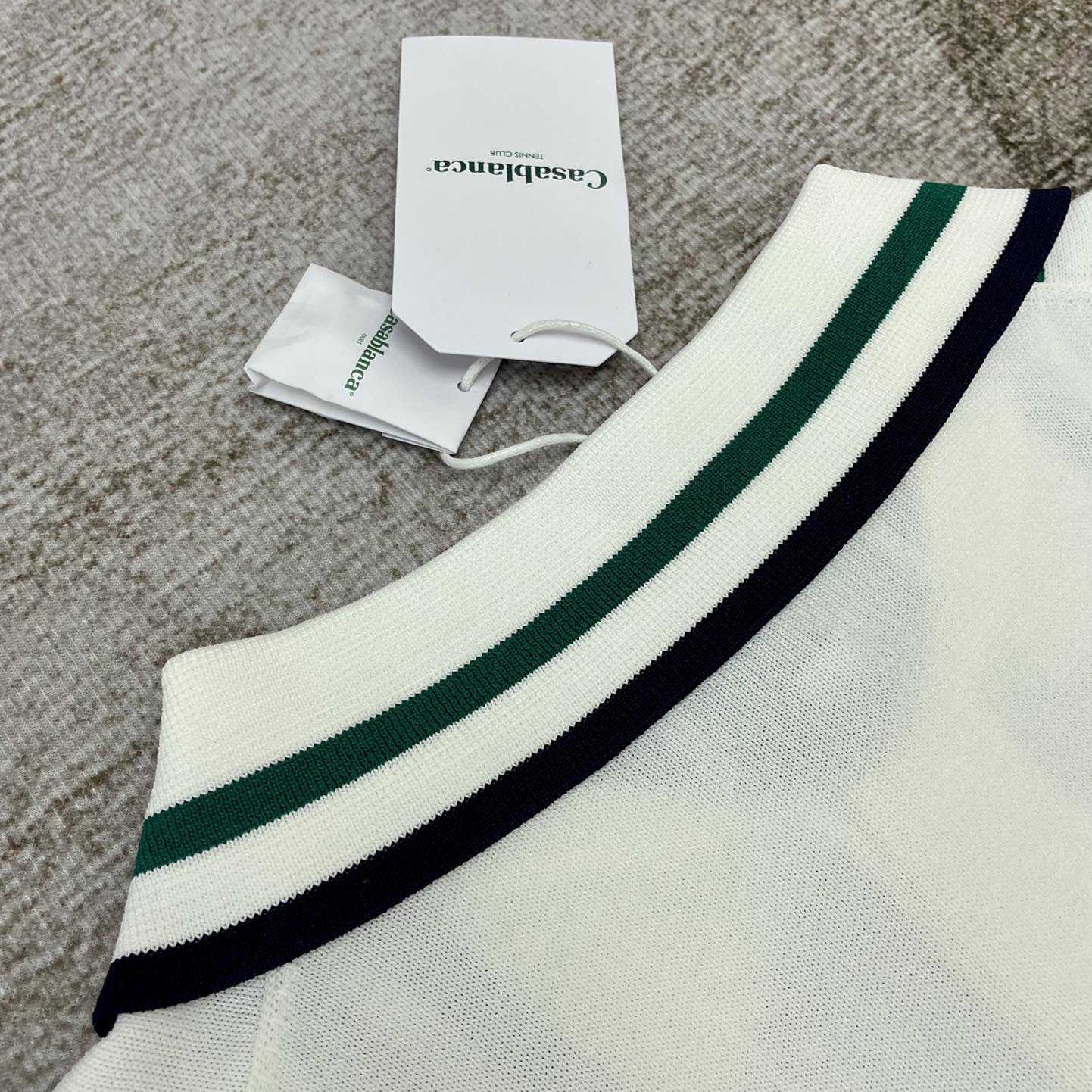 Casablanca Tennis Club Ribbed-knit Polo Shirt   D0043 - DopestKickz