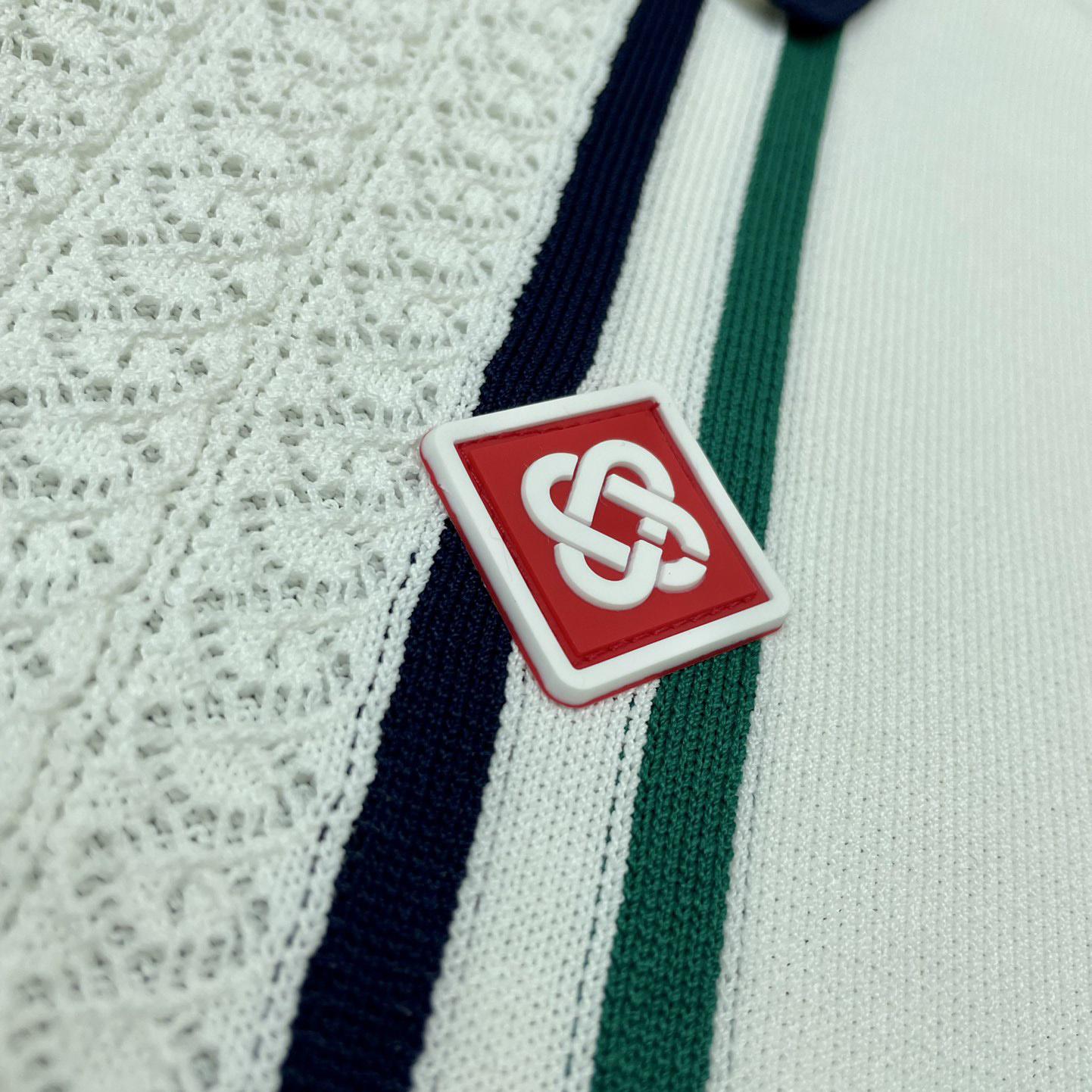 Casablanca Tennis Club Ribbed-knit Polo Shirt   D0043 - DopestKickz