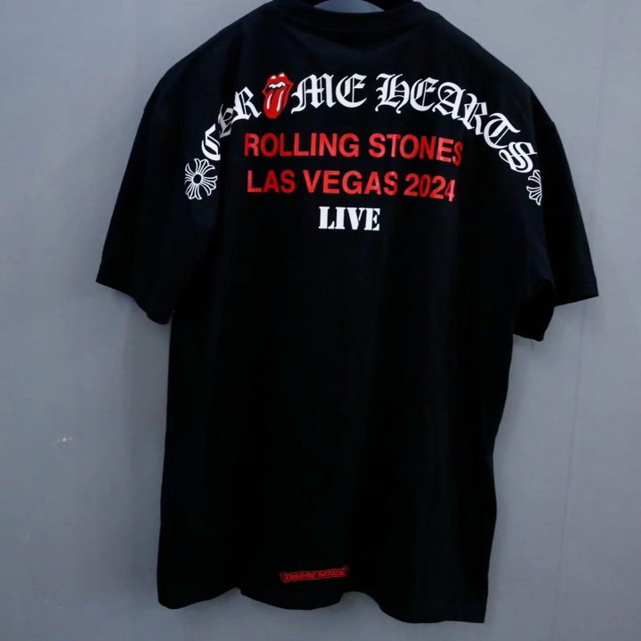 Chrome Heart x Rolling Stones scroll Logo Tee - DopestKickz