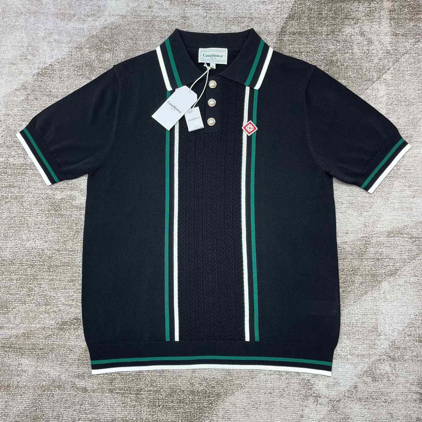 Casablanca Tennis Club Ribbed-knit Polo Shirt   D0044 - DopestKickz