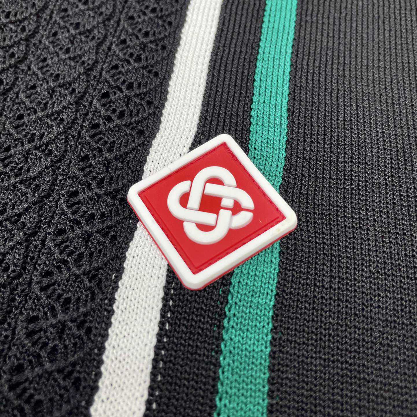 Casablanca Tennis Club Ribbed-knit Polo Shirt   D0044 - DopestKickz