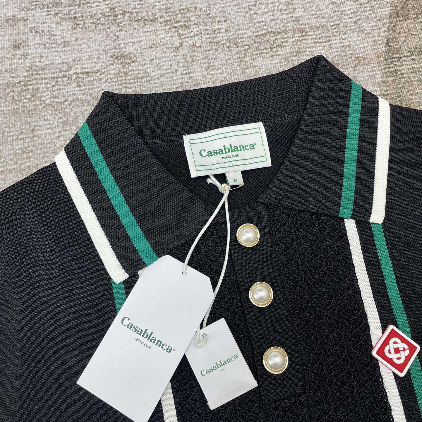 Casablanca Tennis Club Ribbed-knit Polo Shirt   D0044 - DopestKickz