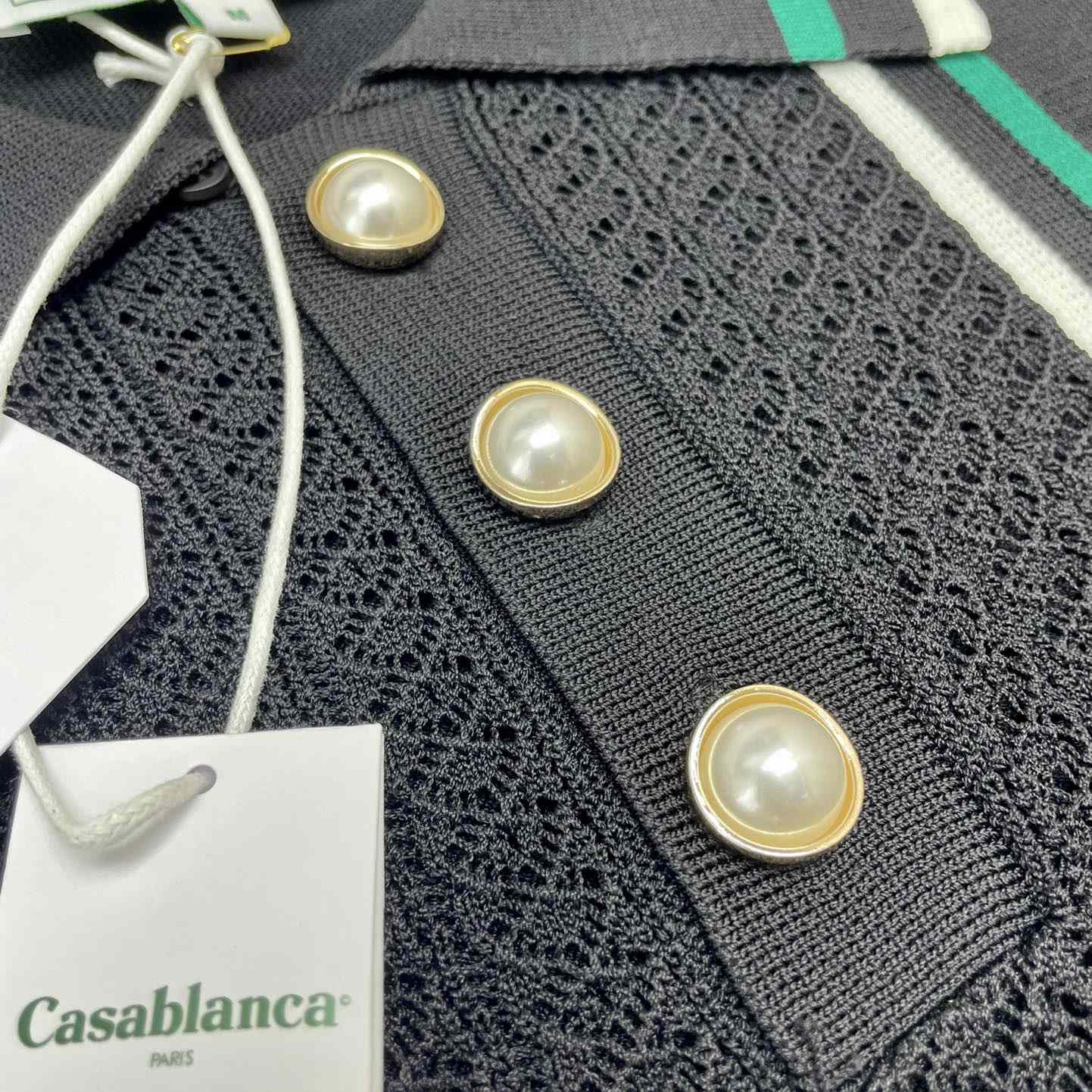 Casablanca Tennis Club Ribbed-knit Polo Shirt   D0044 - DopestKickz