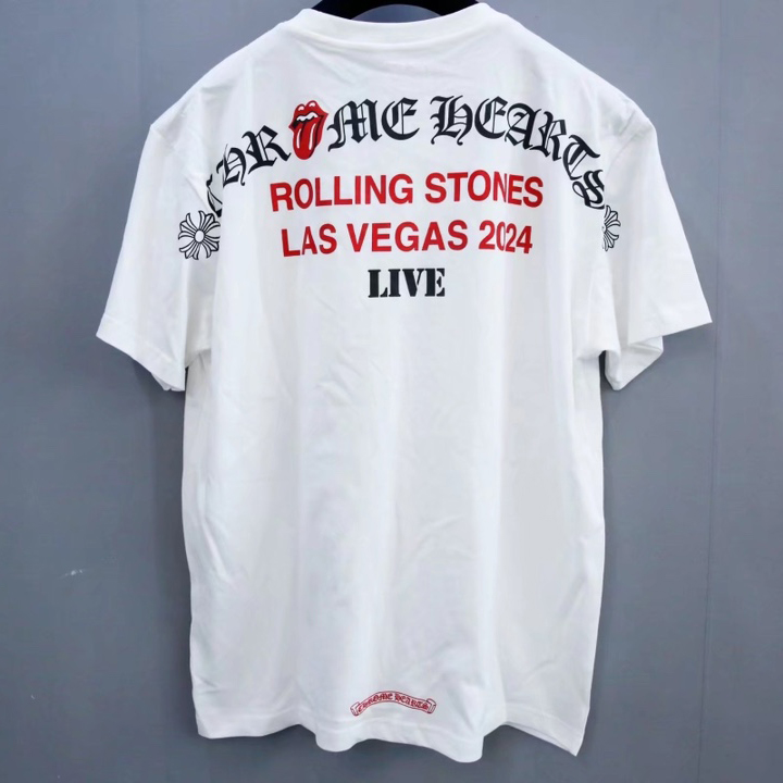 Chrome Heart x Rolling Stones scroll Logo Tee - DopestKickz