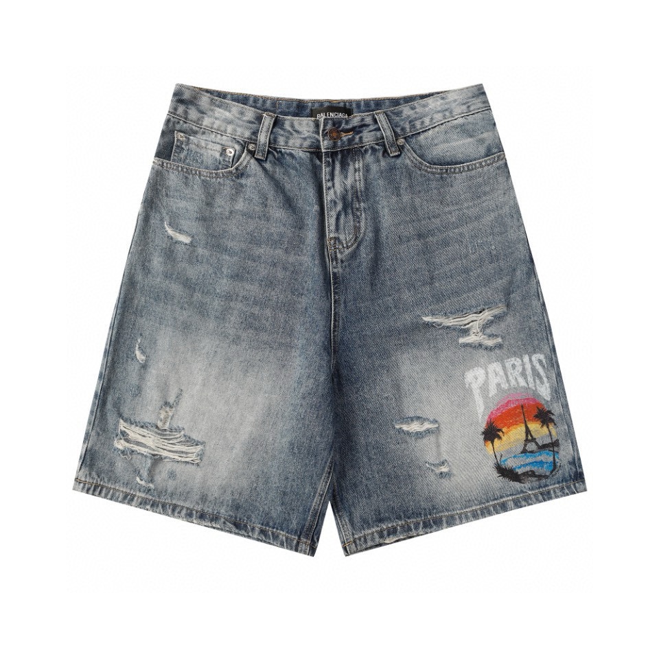 Balenciaga Denim Shorts - DopestKickz