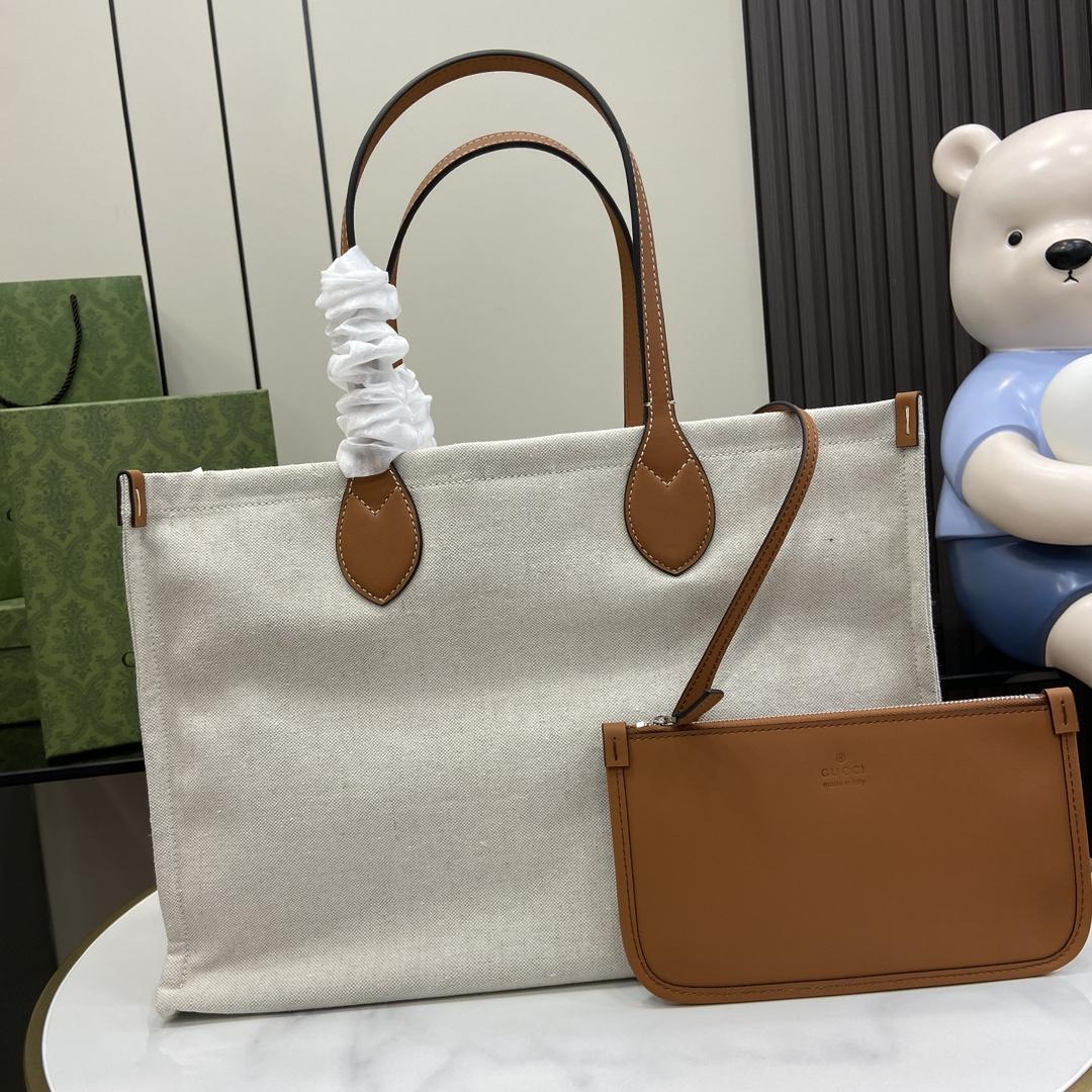 Gucci Medium Tote Bag With Gucci Print - DopestKickz