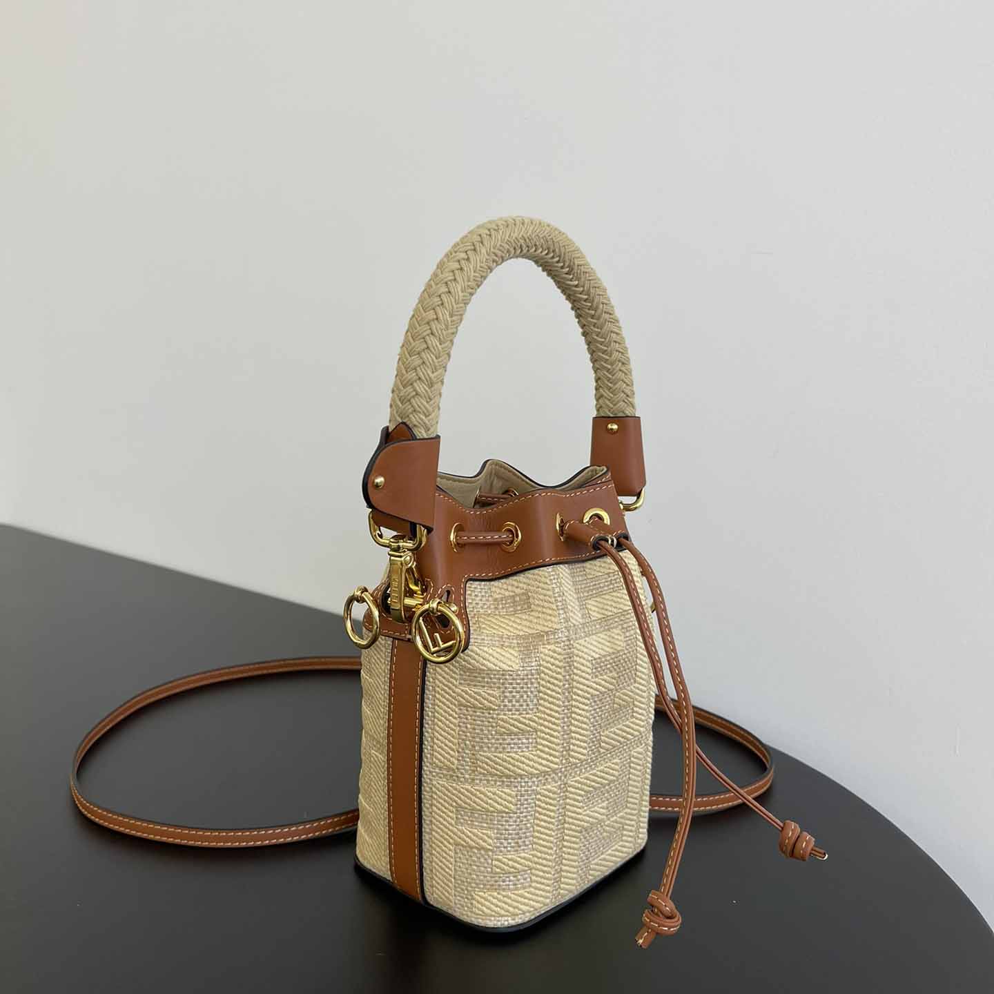 Fendi Mon Tresor Natural Straw Mini-bag With FF Embroidery - DopestKickz