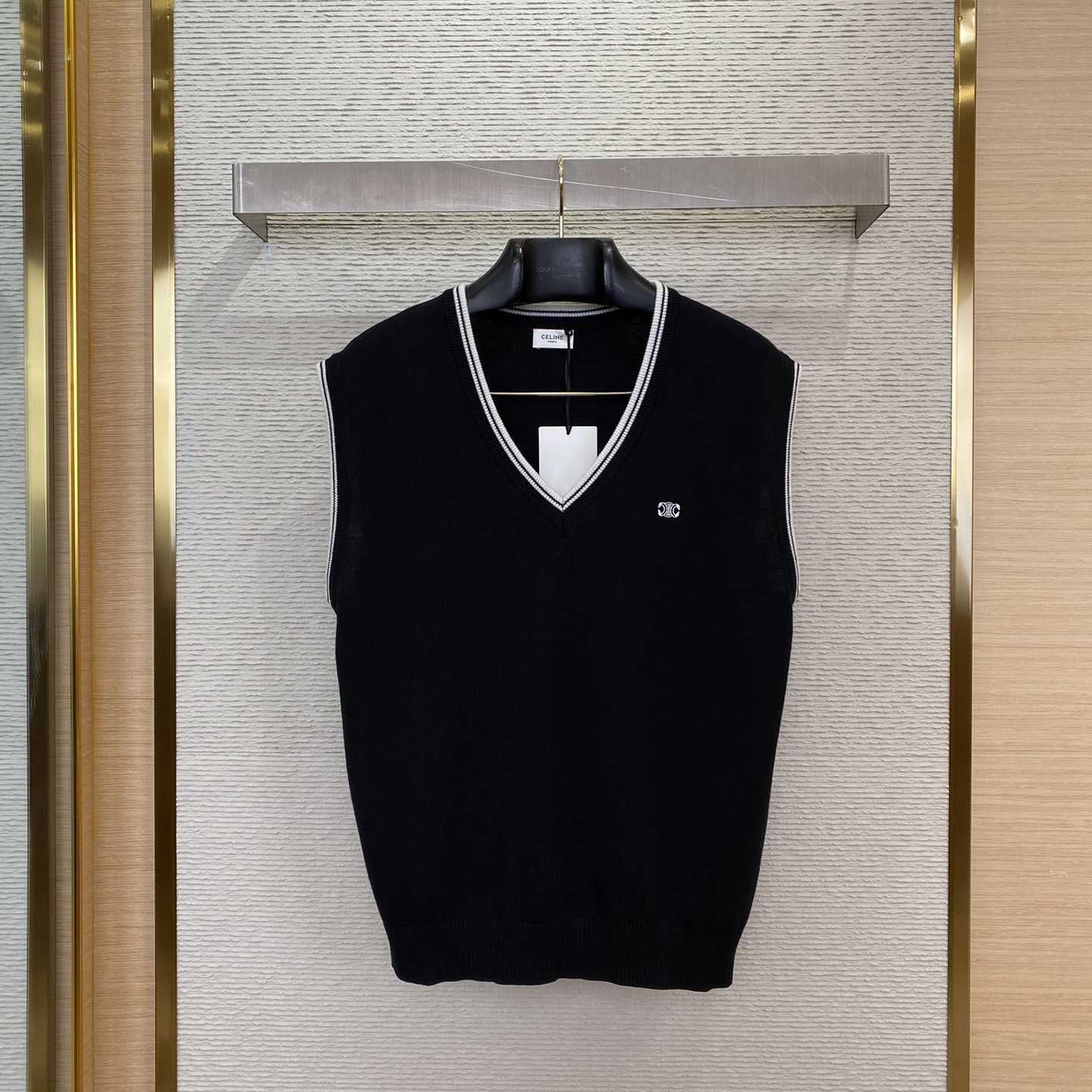 Celine Triomphe V-Neck Wool Sweater Vest - DopestKickz