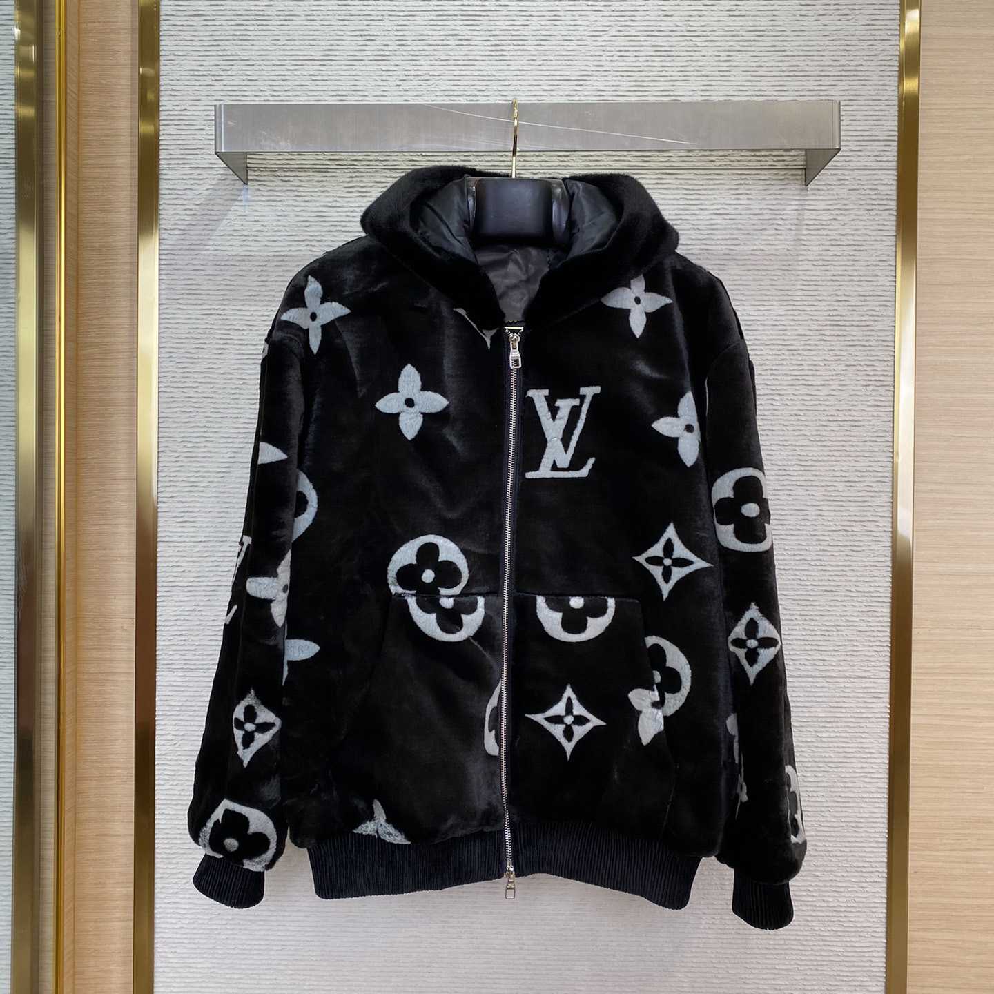 Louis Vuitton Monogram Mink Fur Zipped Hoodie  1AF390 - DopestKickz