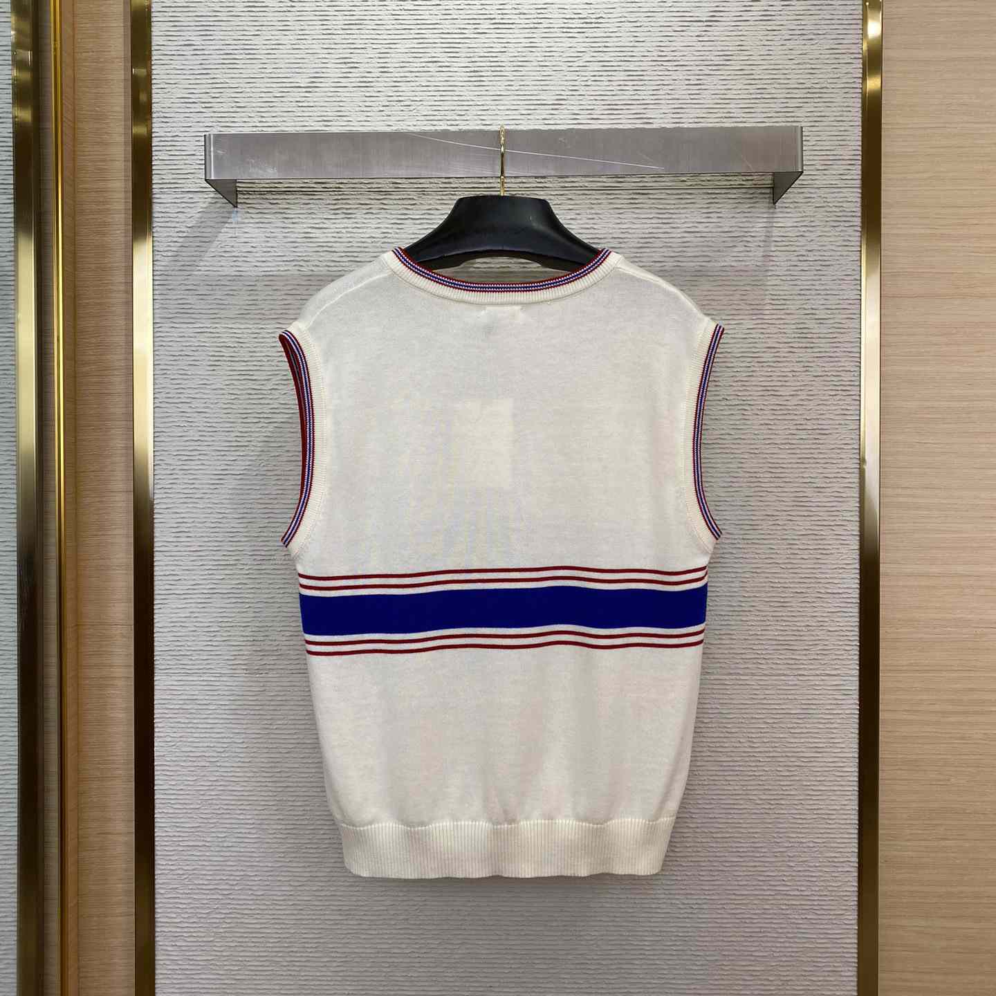 Celine Pull Sans Manches Triomphe 'Ecru/Blue/Red' - DopestKickz