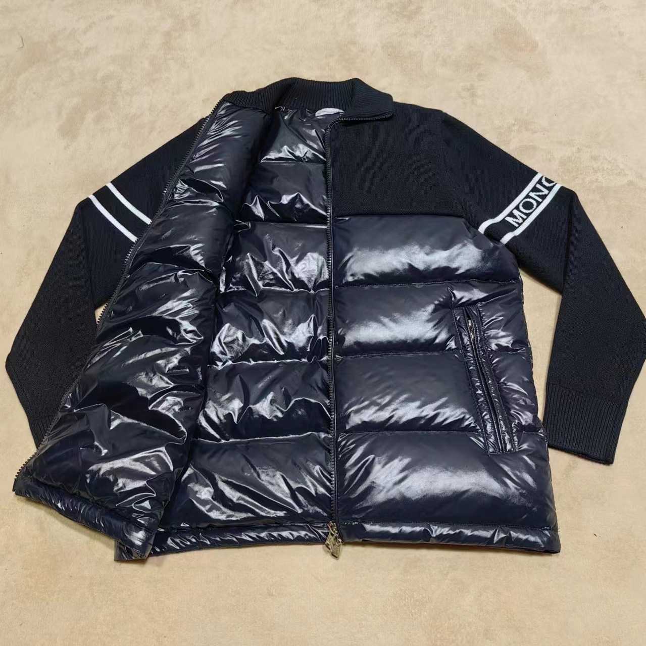 Moncler Navy Paneled Down Cardigan - DopestKickz