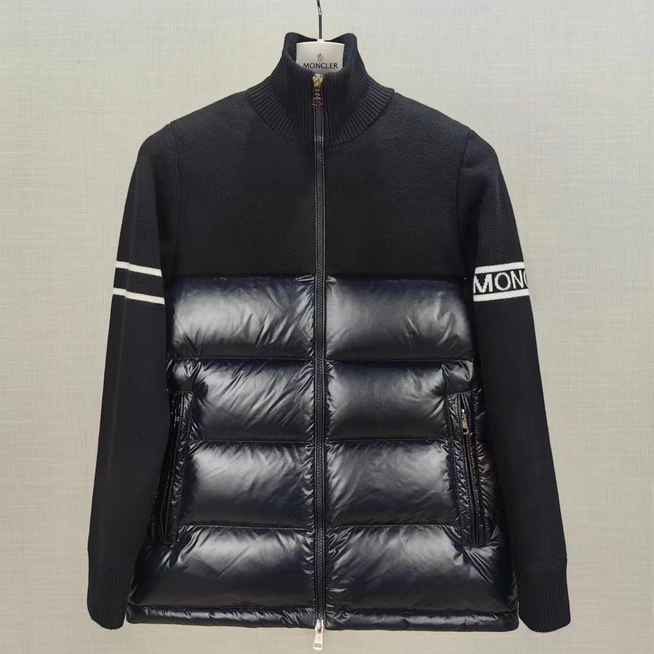 Moncler Navy Paneled Down Cardigan - DopestKickz