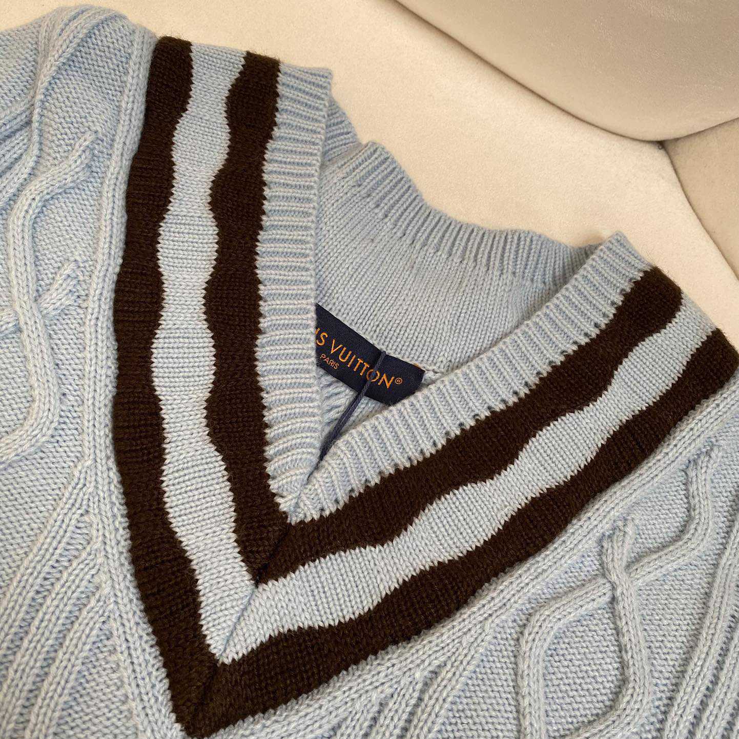 Louis Vuitton Cable-Knit Wool And Mohair V-Neck Pullover   1AFPYY - DopestKickz