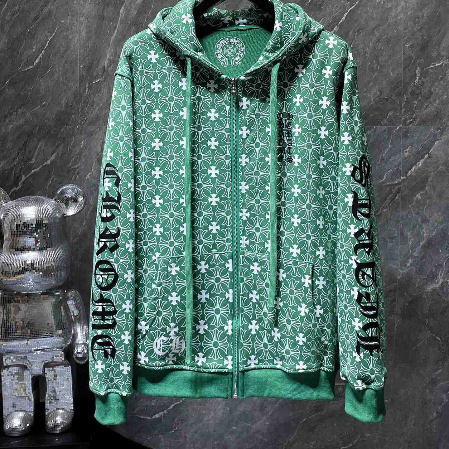 Chrome Hearts Horseshoe Zip Up Hoodie "Motif Green" - DopestKickz