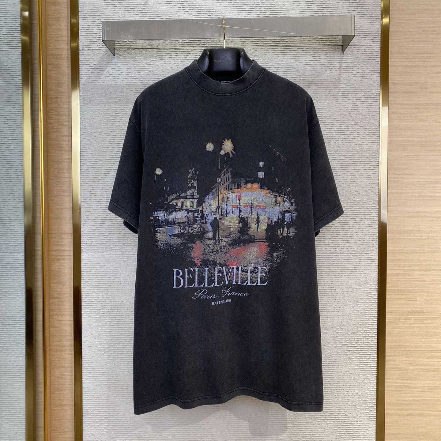 Balenciaga Belleville T-Shirt Oversized In Washed Faded Black - DopestKickz