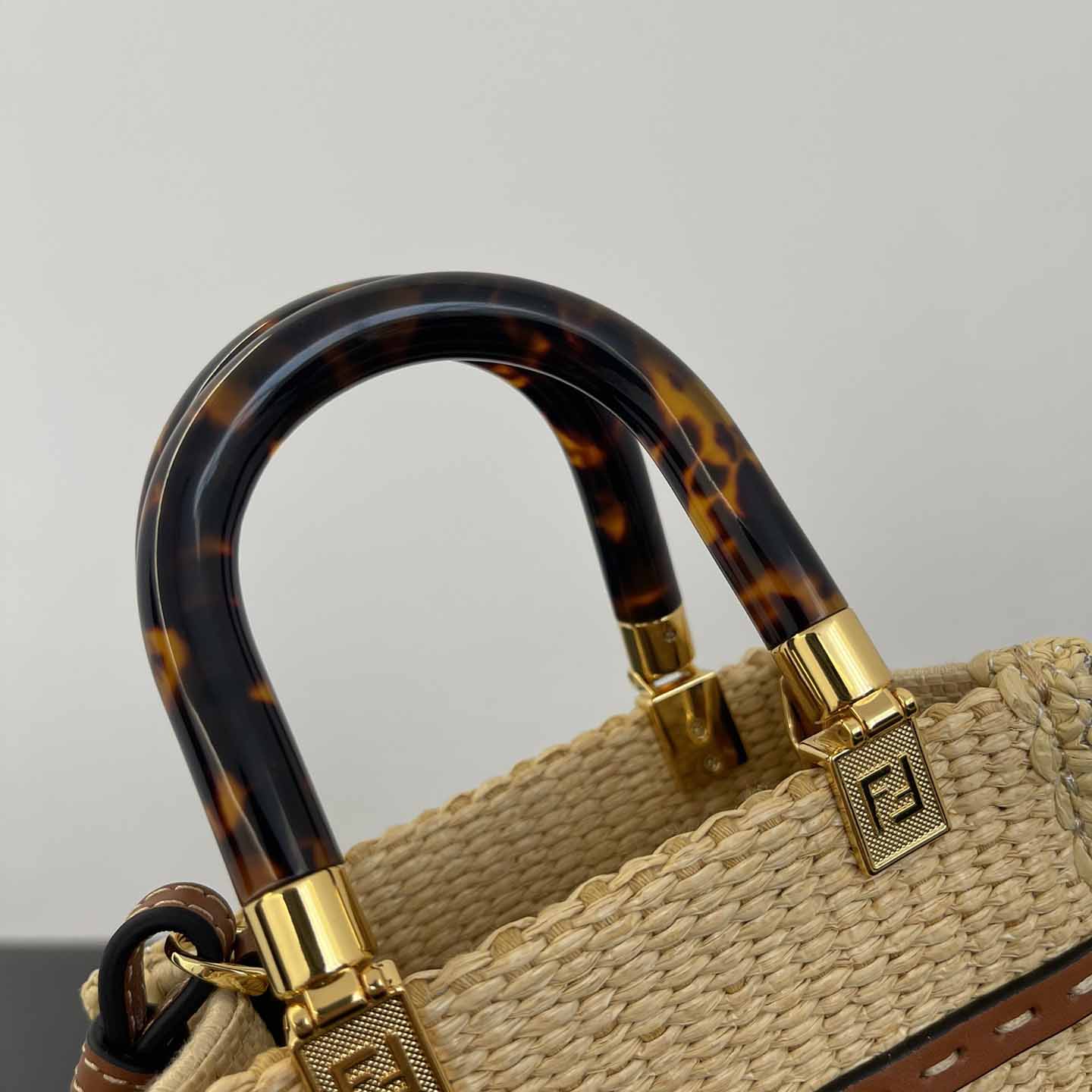 Fendi Mini Sunshine Shopper Beige Cotton Fiber Mini-bag - DopestKickz