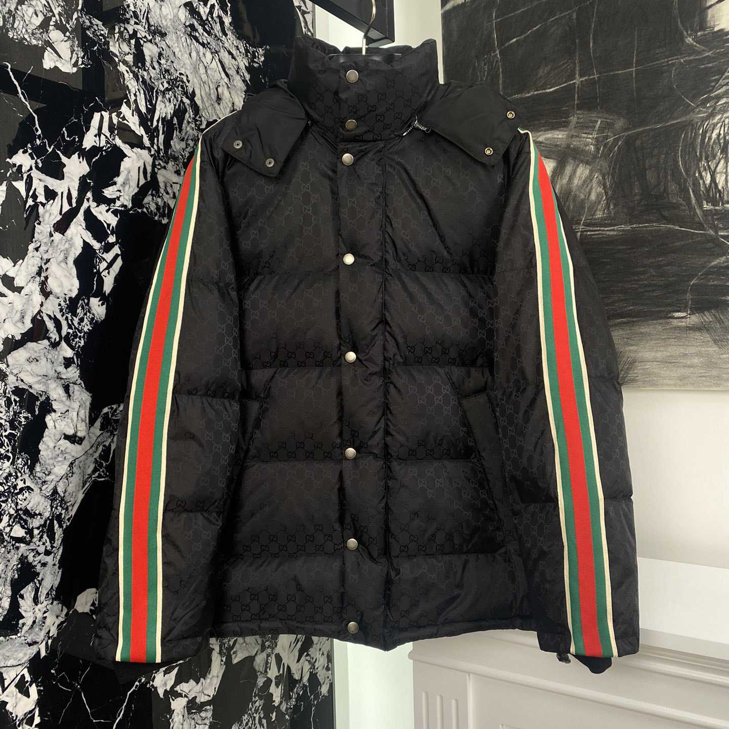 Gucci GG Nylon Jacquard Jacket With Web - DopestKickz