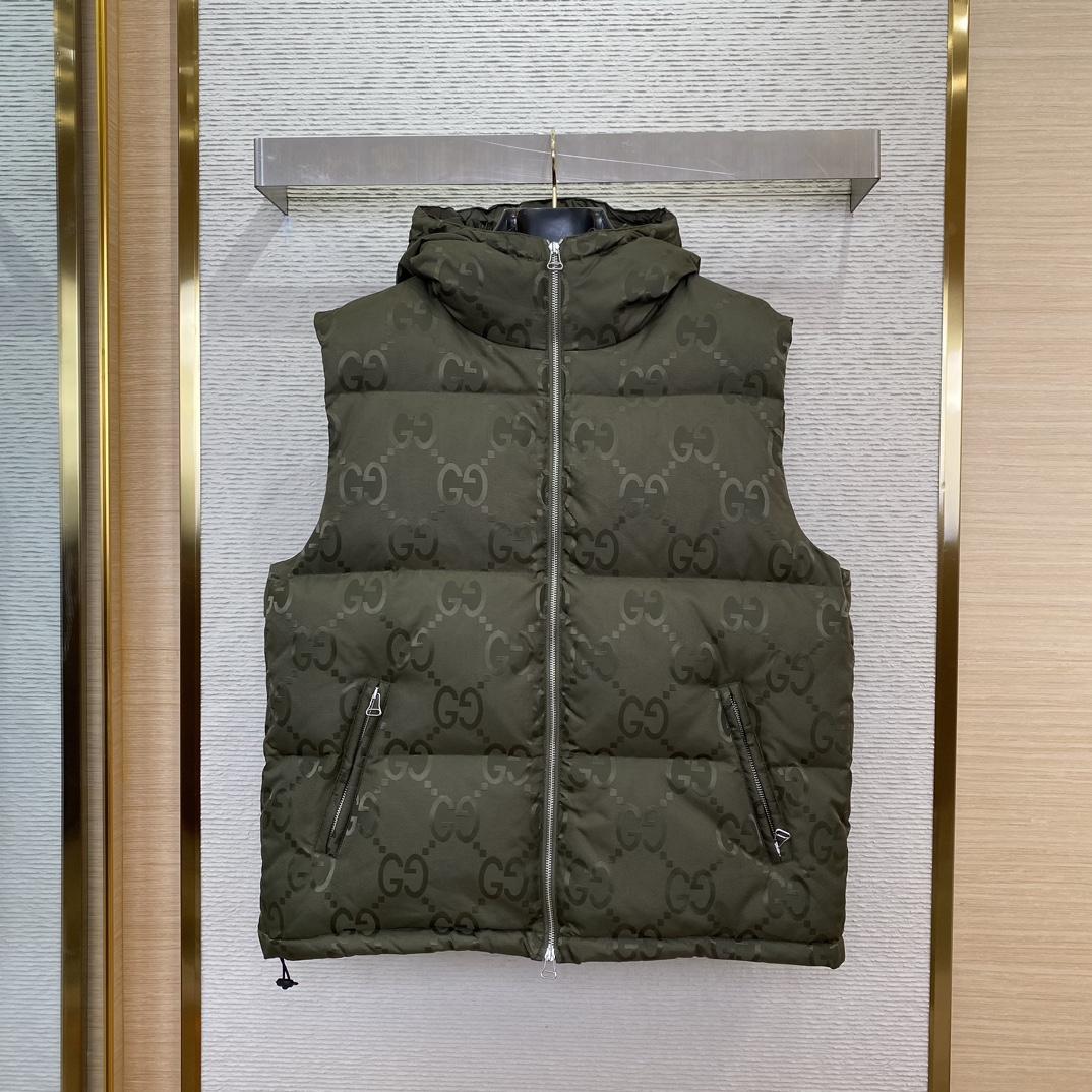 Gucci Jumbo GG Canvas Down Vest - DopestKickz