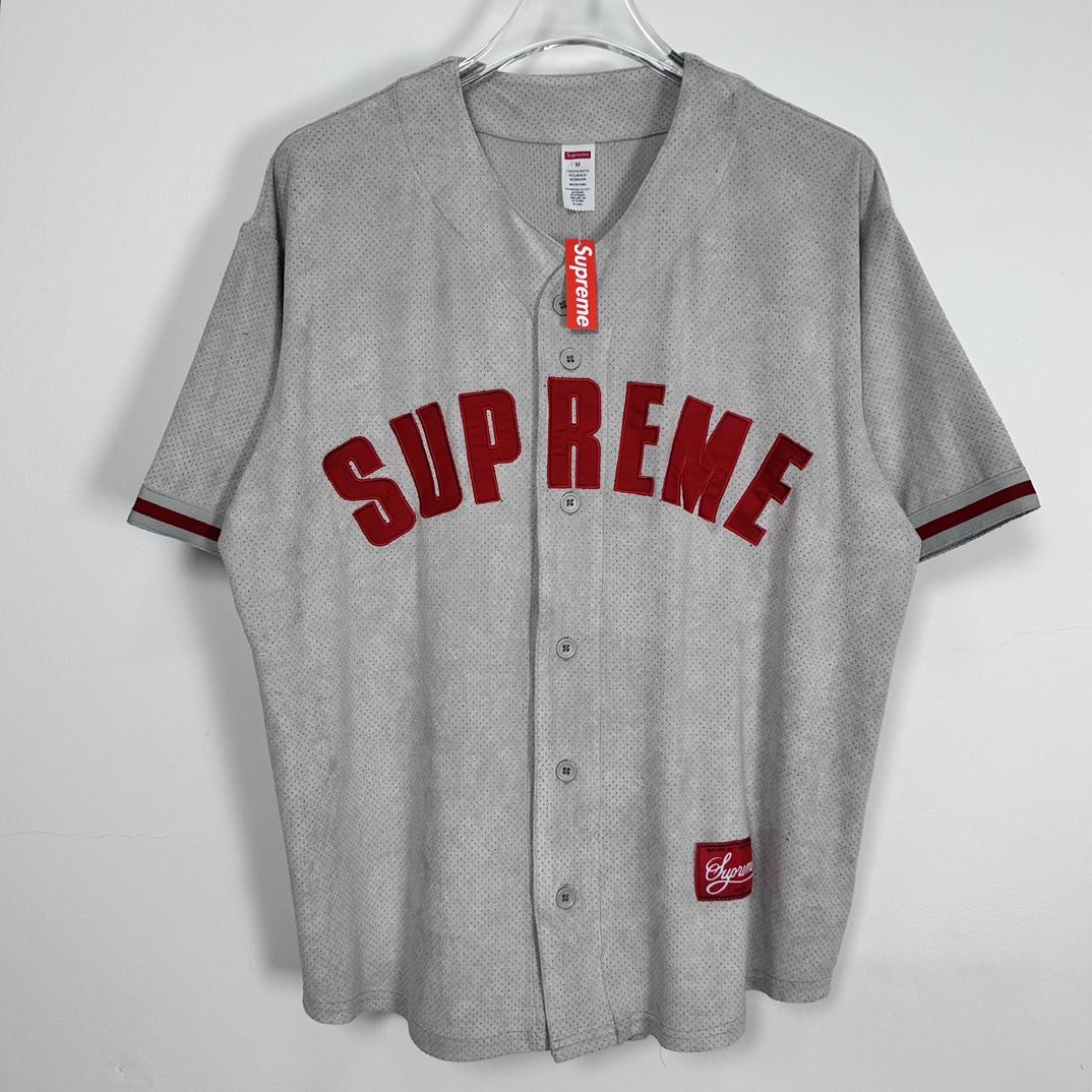 Supreme Ultrasuede Mesh Baseball Jersey - DopestKickz