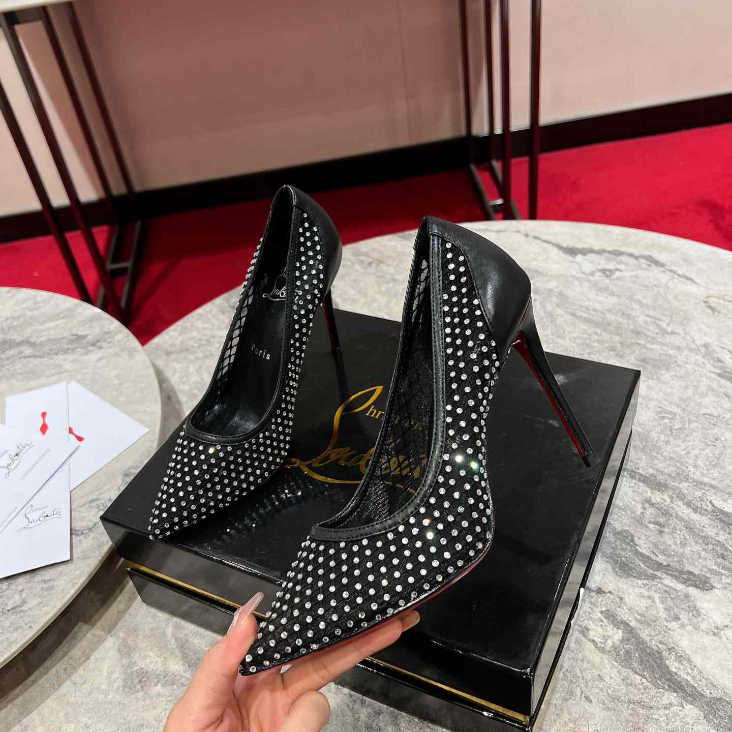 Christian Louboutin Apostropha Mesh Stras  80 mm - DopestKickz
