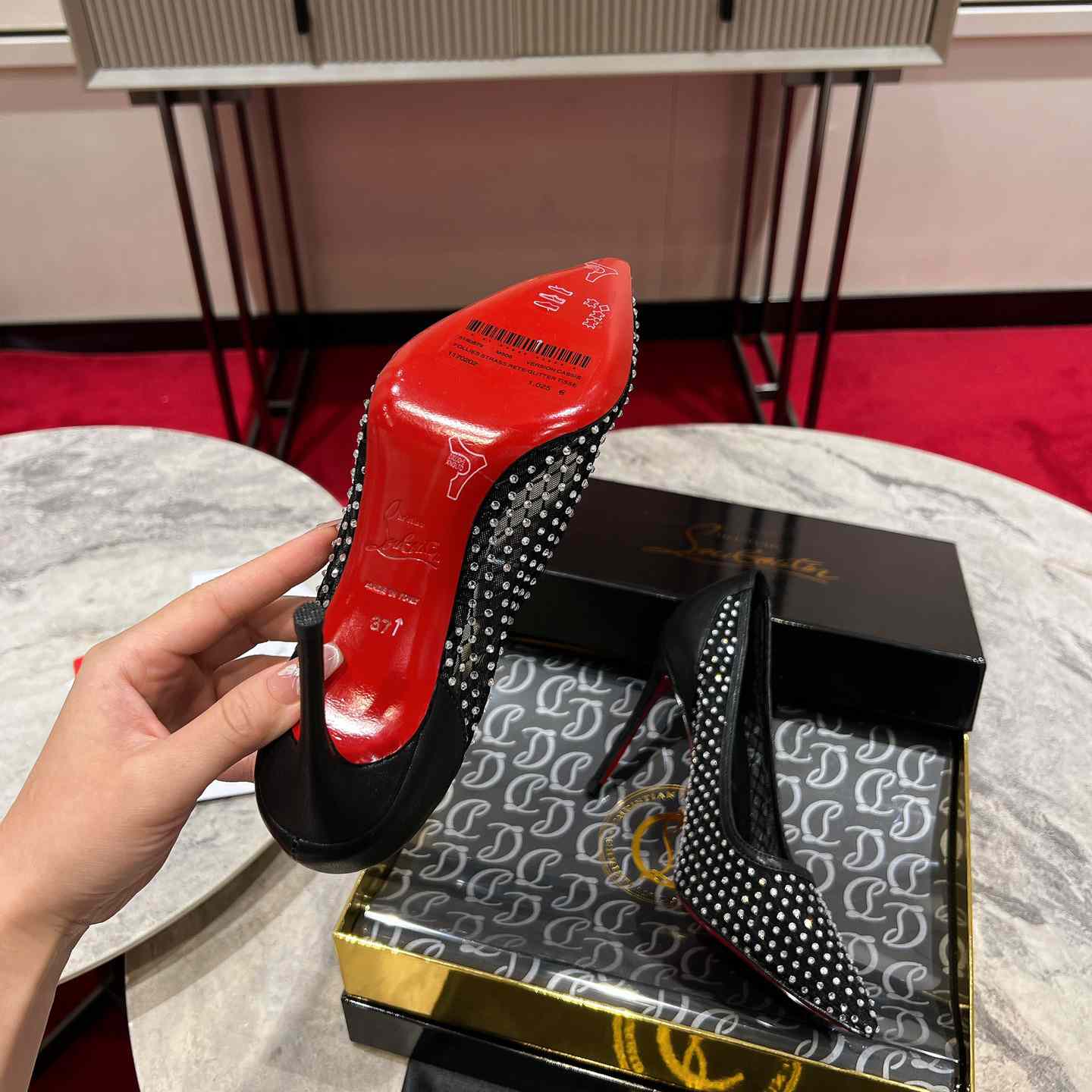 Christian Louboutin Apostropha Mesh Stras  80 mm - DopestKickz