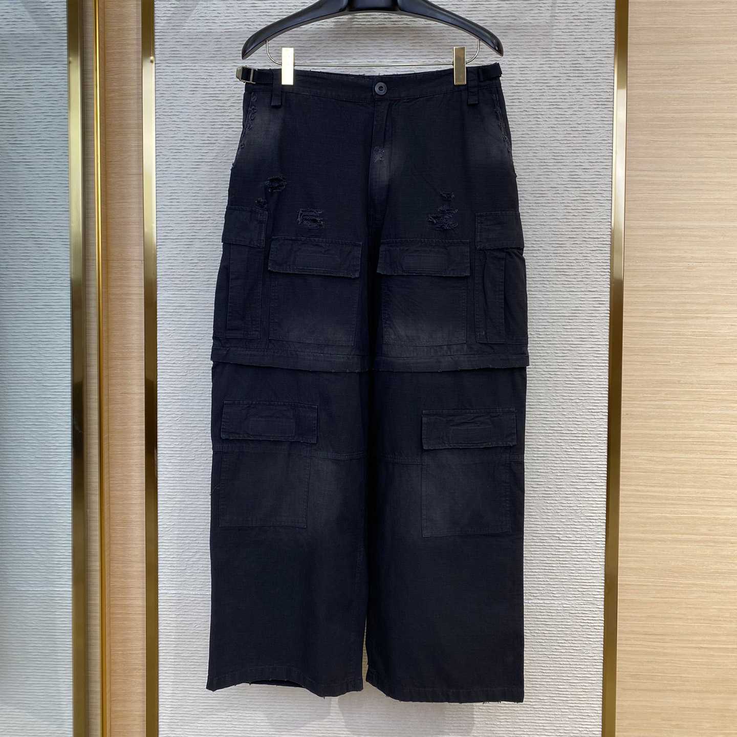 Balenciaga Large Cargo Pants In Black - DopestKickz