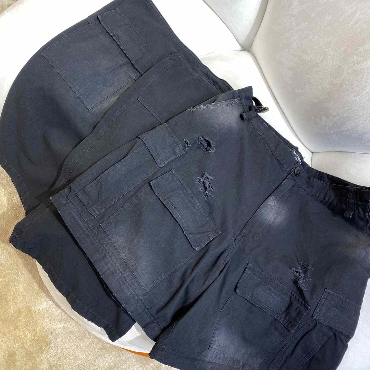 Balenciaga Large Cargo Pants In Black - DopestKickz