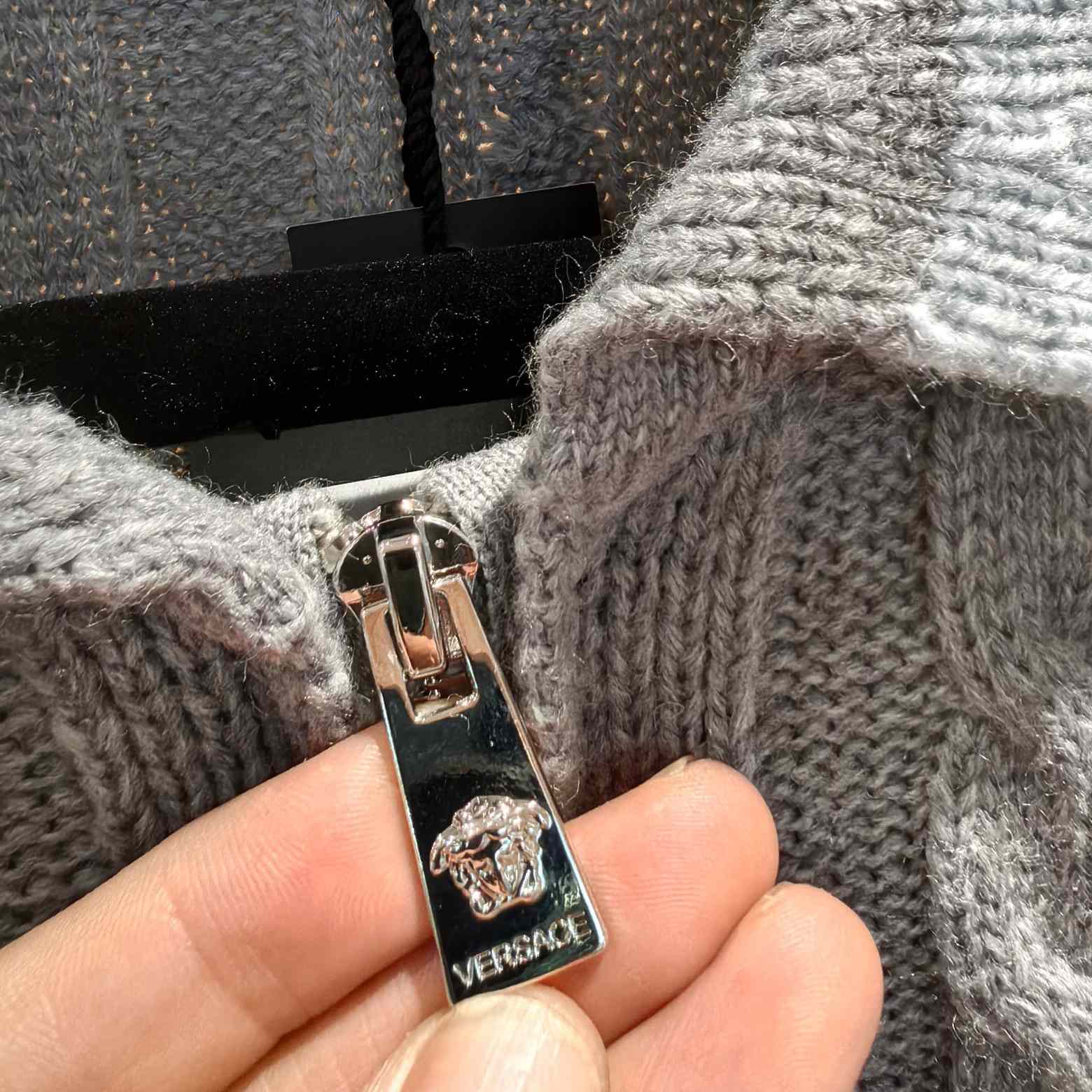 Versace 90s Vintage Logo Knit Zip Jumper - DopestKickz
