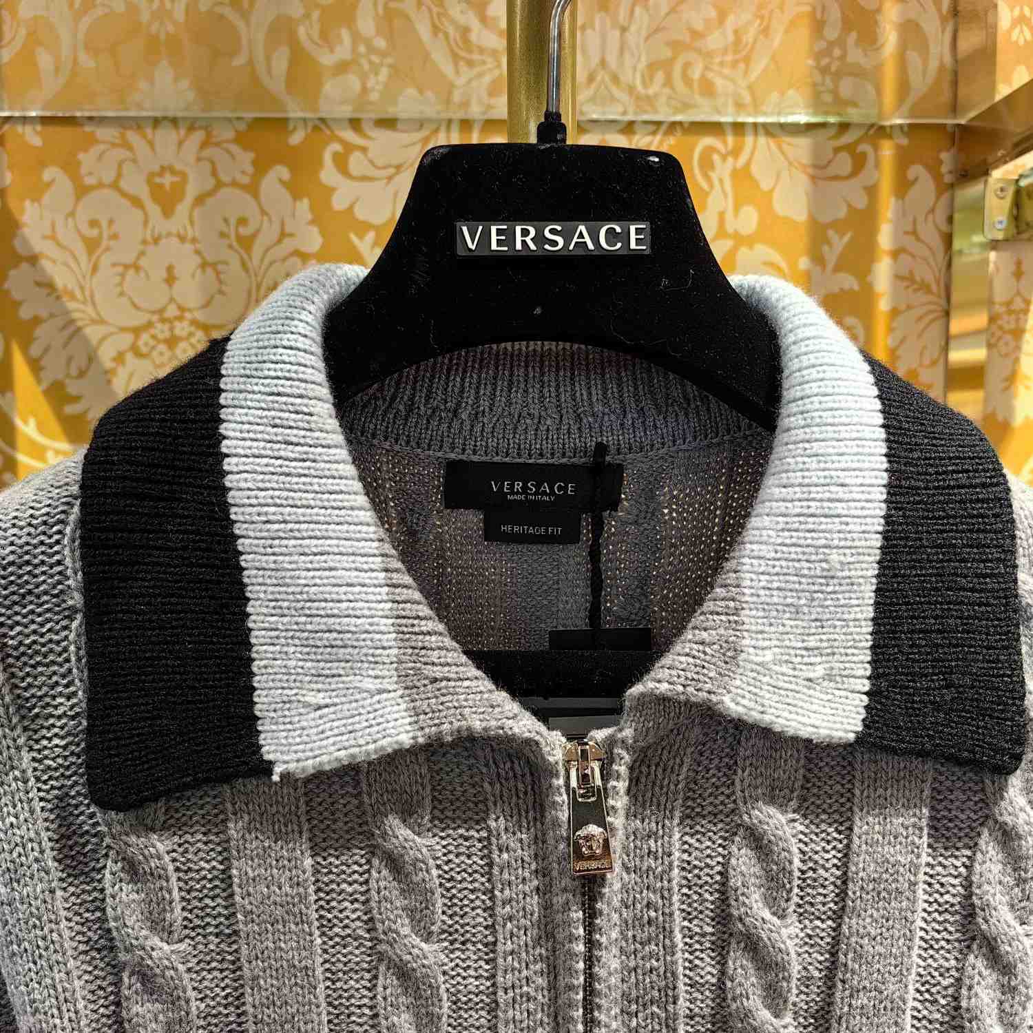 Versace 90s Vintage Logo Knit Zip Jumper - DopestKickz