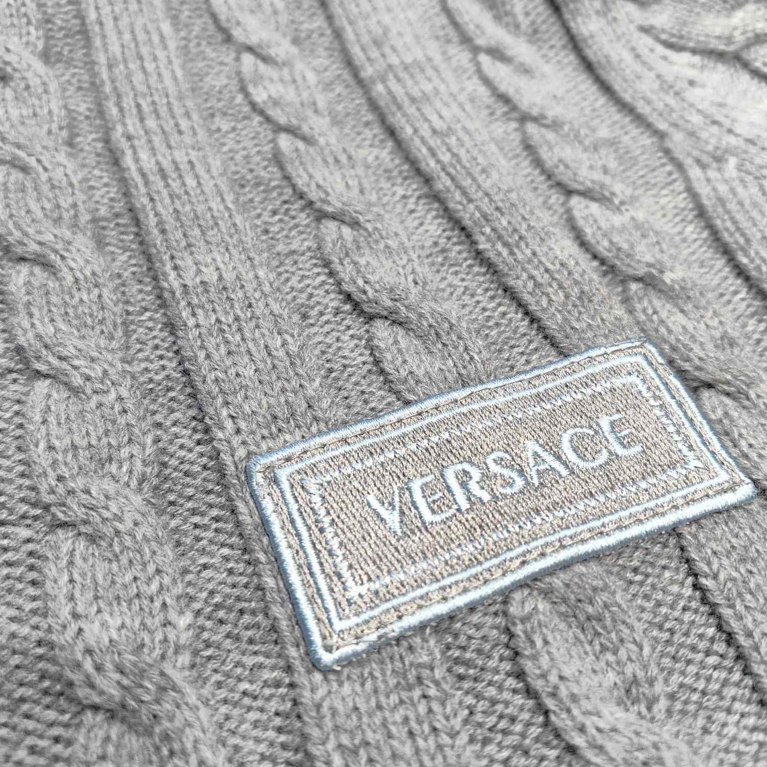 Versace 90s Vintage Logo Knit Zip Jumper - DopestKickz