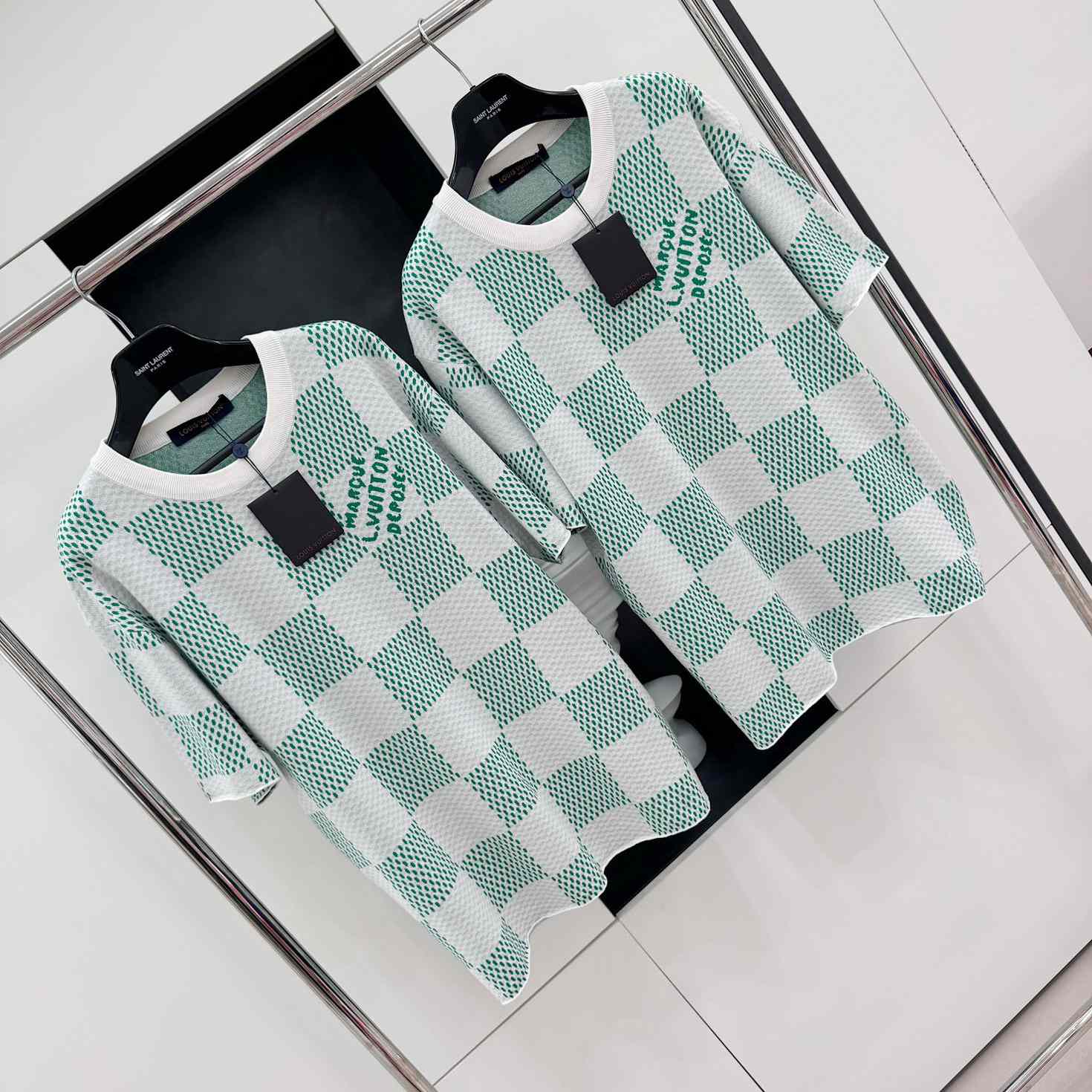 Louis Vuitton Damier Knitted Short-Sleeved Crewneck  1AFIX4 - DopestKickz