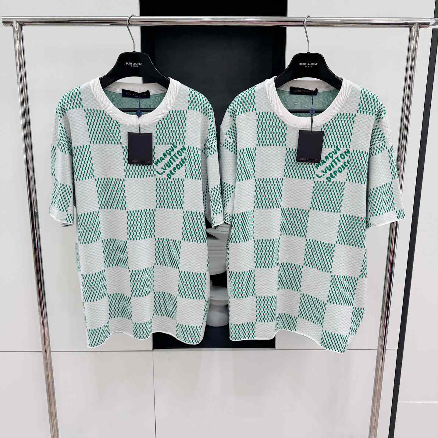 Louis Vuitton Damier Knitted Short-Sleeved Crewneck  1AFIX4 - DopestKickz