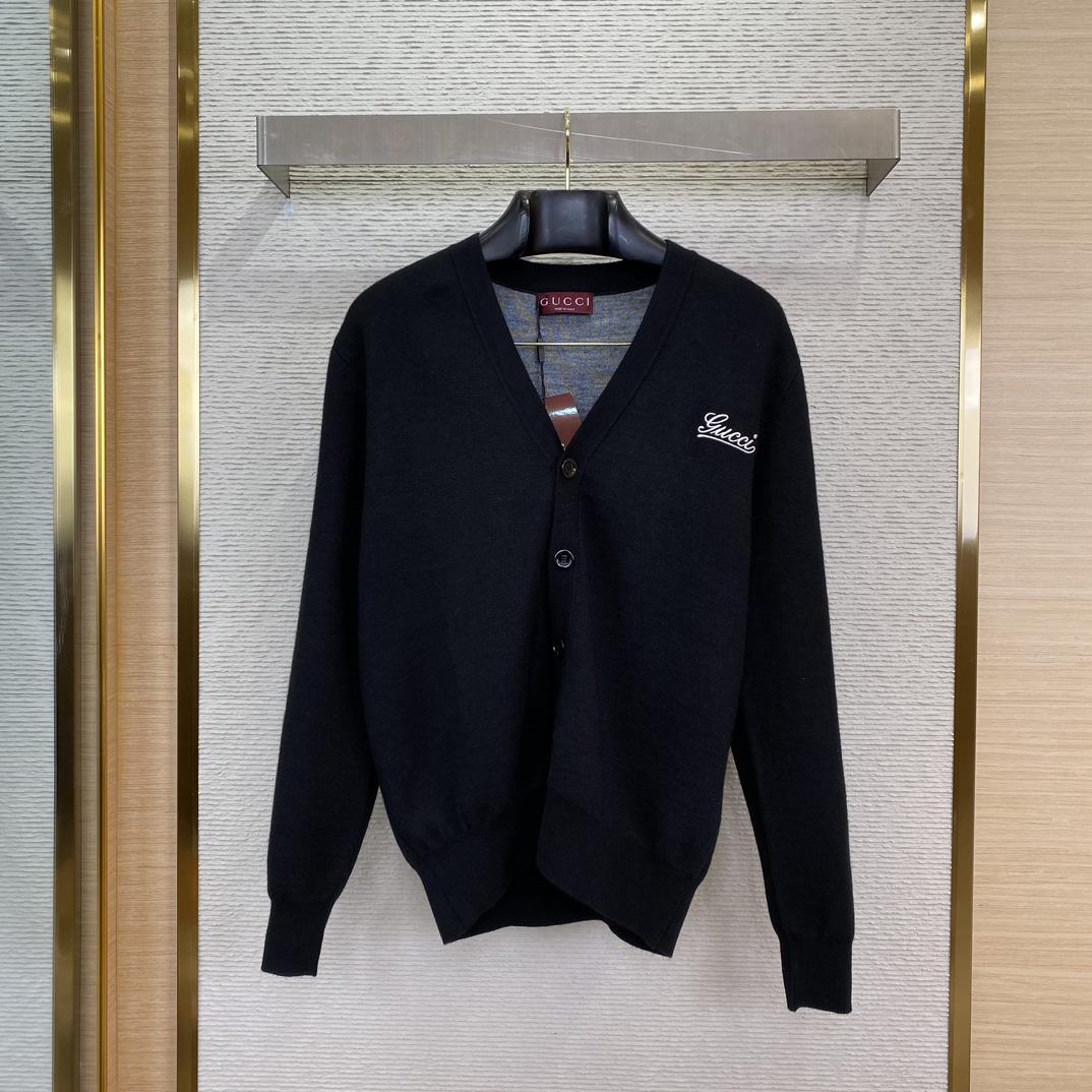 Gucci Double Wool Cardigan With Embroidery - DopestKickz