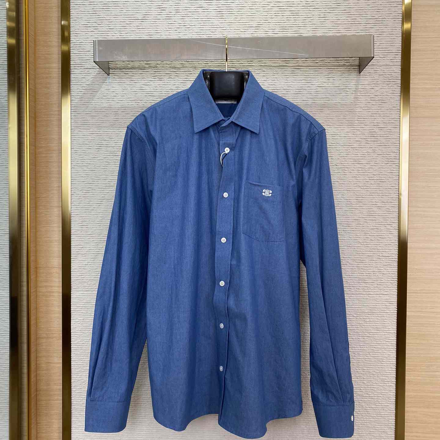 Celine Triomphe Cotton-Chambray Shirt - DopestKickz