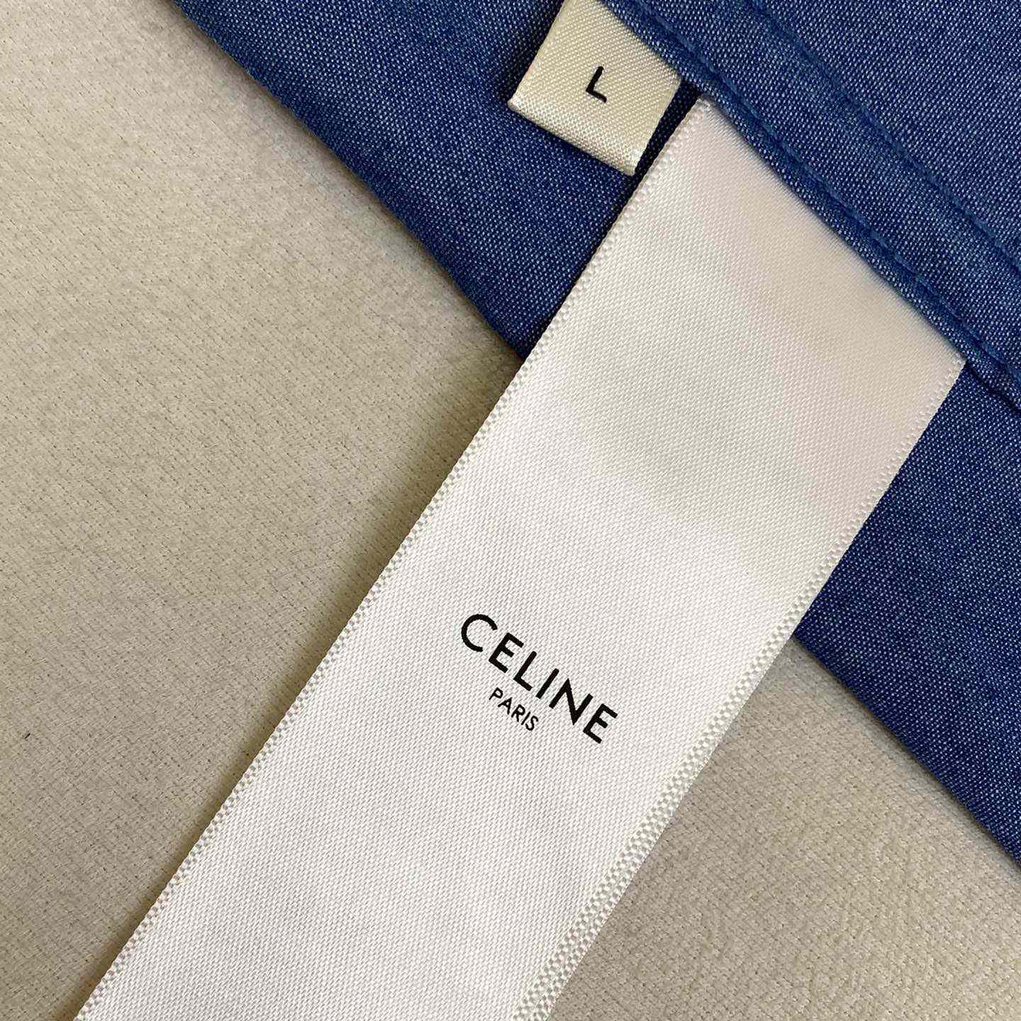 Celine Triomphe Cotton-Chambray Shirt - DopestKickz