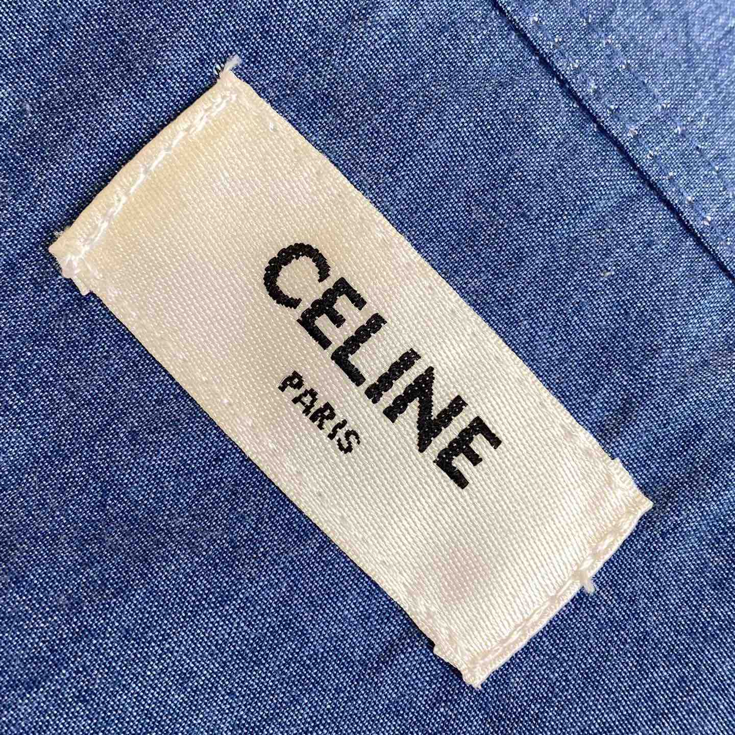 Celine Triomphe Cotton-Chambray Shirt - DopestKickz
