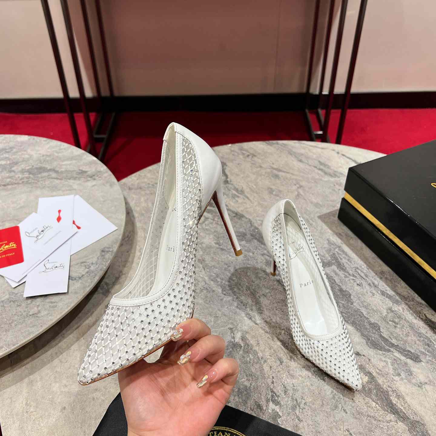 Christian Louboutin Apostropha Mesh Stras  80 mm - DopestKickz