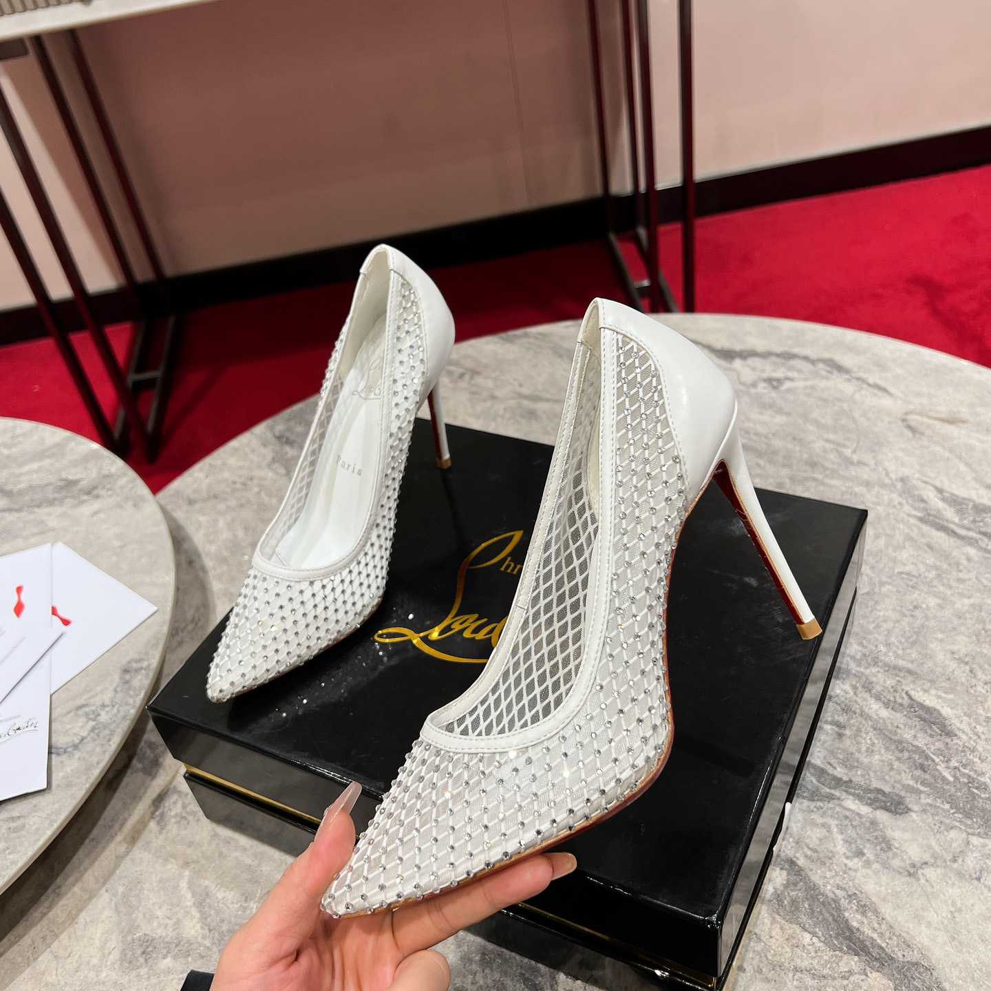 Christian Louboutin Apostropha Mesh Stras  80 mm - DopestKickz