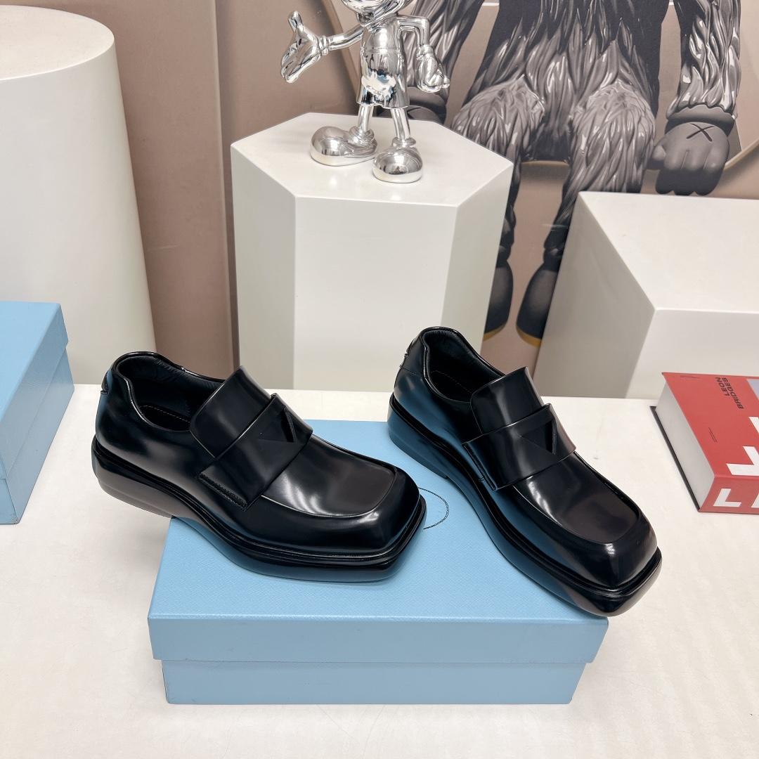 Prada Brushed Leather Loafers - DopestKickz