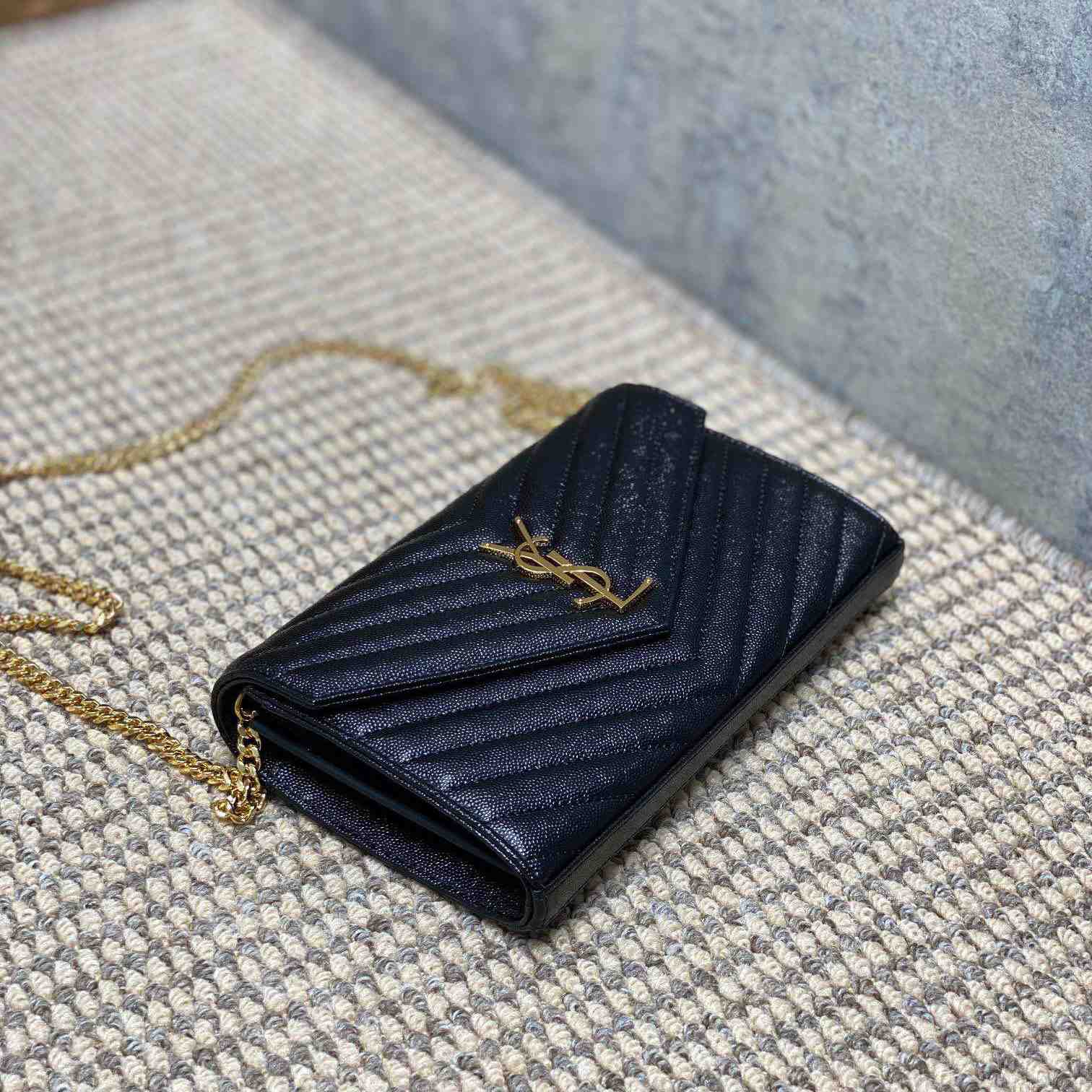 Saint Laurent Cassandre Chain Wallet In Lambskin - DopestKickz